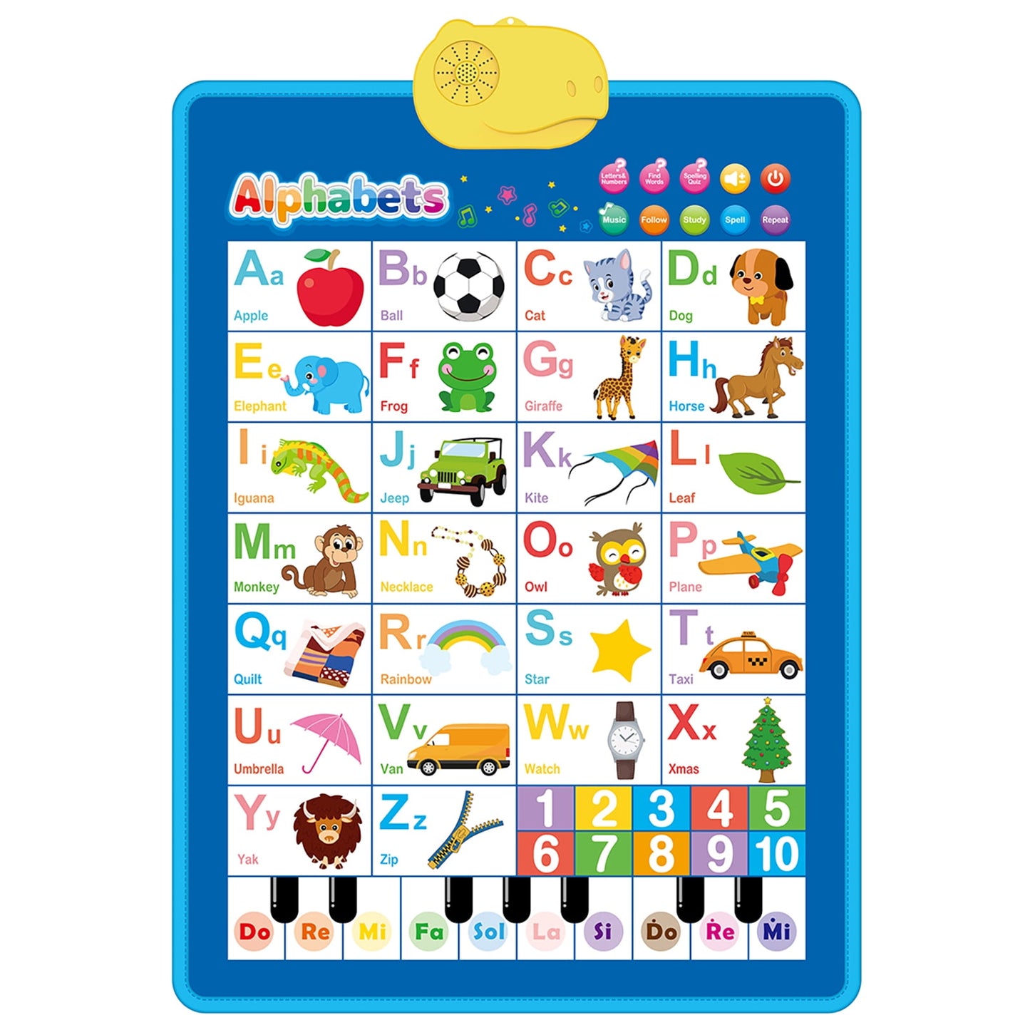 Dammyty Electronic Alphabet Poster Learning Toddler Toys, Interactive Alphabet Wall Chart Educational Toys, ABC Chart for Toddler, Learning Toys for Kids Ages 2-6, Blue