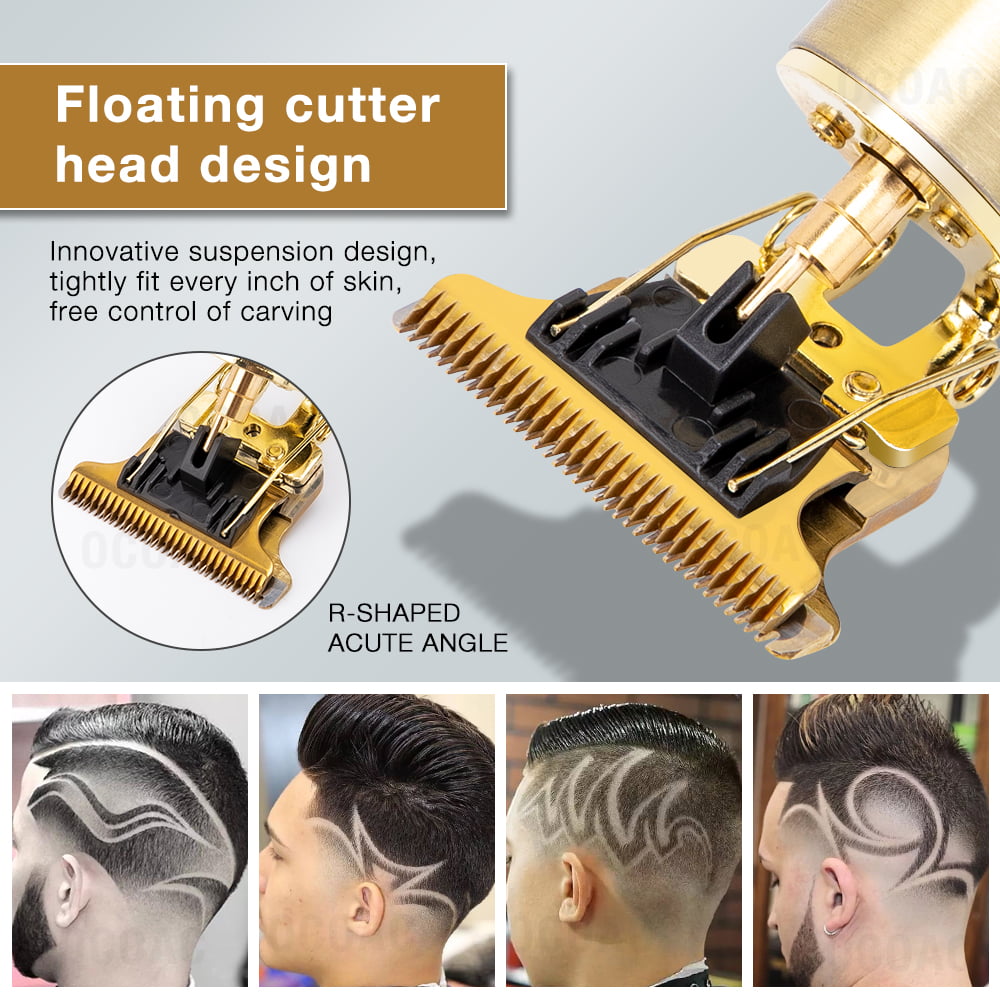 Dammyty Hair Clippers Beard Trimmer for Men,Electric Cordless Rechargeable Grooming Hair Cutting Kits T-Blade Blade Shaver with 4 Guide Combs Cutting Kits for Family Use Home Daily Use Barbers(Gold)