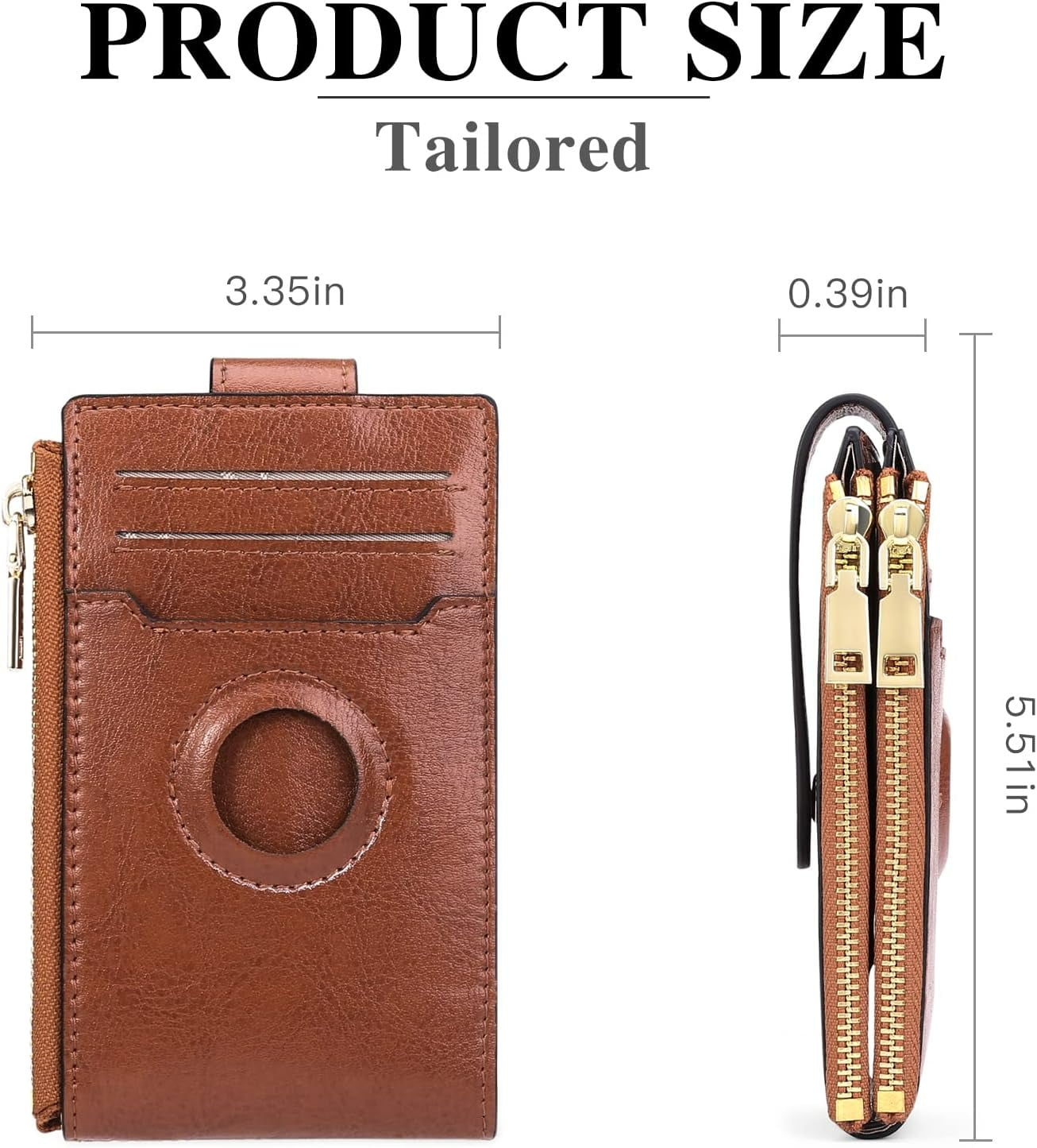 Dammyty Wallets for Woman Small Genuine Leather Bifold Credit Card Holder with RFID Blocking, Woman Wallet with Dual Zipper Pockets