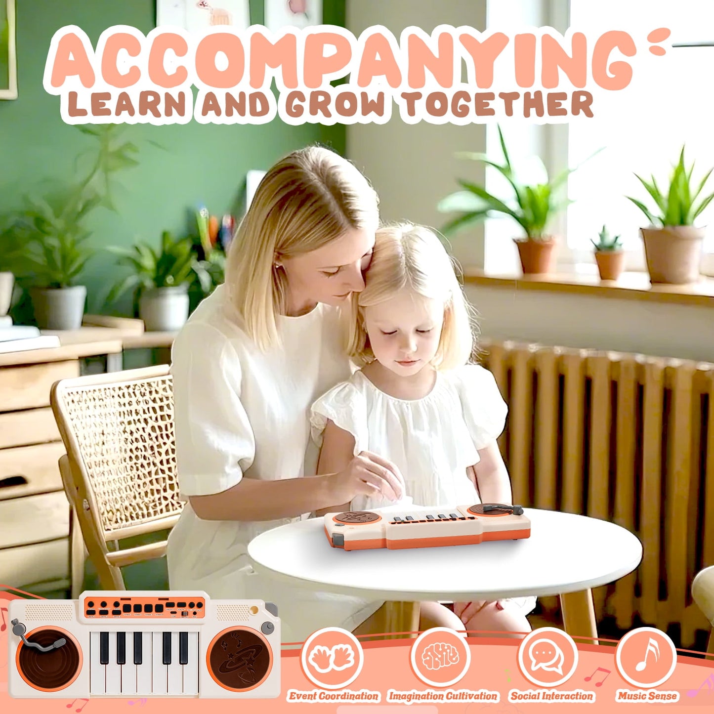 Dammyty Toddler Piano Toys for Girls, Baby Musical Keyboard Kids Age 1 2 3 Play Instrument with Microphone