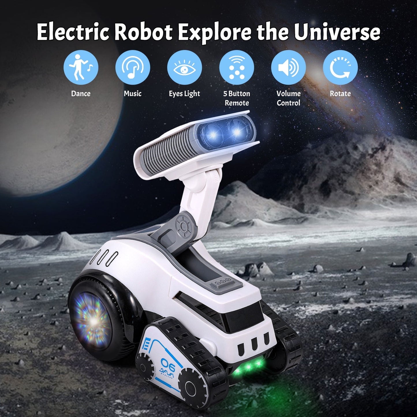 Dammyty Robot Toy For Kids, Smart Electronic Dancing Robot Toys with Music and Light Up Eyes, Adjustable Volume, Toddler Toys Gift for Boys Girls