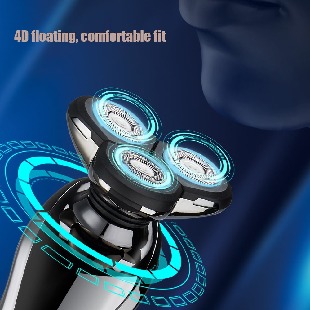 Dammyty 4D Electric Shavers for Men, Electric Razor Dry Wet Waterproof Rotary Shaver Portable Face Shaver USB Rechargeable Cordless Travel Nose Trimmer LED Display & Charging Stand for Dad Husband
