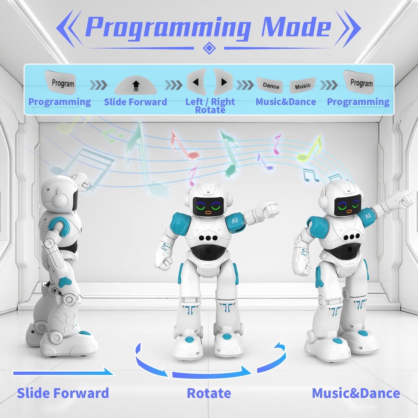 Dammyty RC Robot Toys for Kids, Smart Talking Voice Remote Control Robot Singing Dancing Programmable with Infrared Gesture, Interactive Robot Toy for Age 3-8 Year Old Boys Girls Birthday Gift