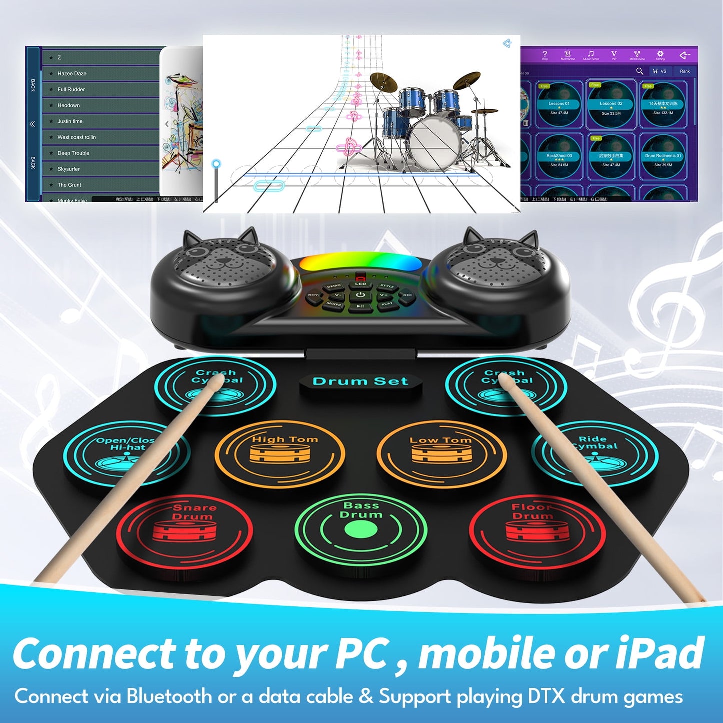 Dammyty Electronic Drum Set for Kids Adults, 9 Pads Portable Electric Drums with Headphone Jack & Speaker