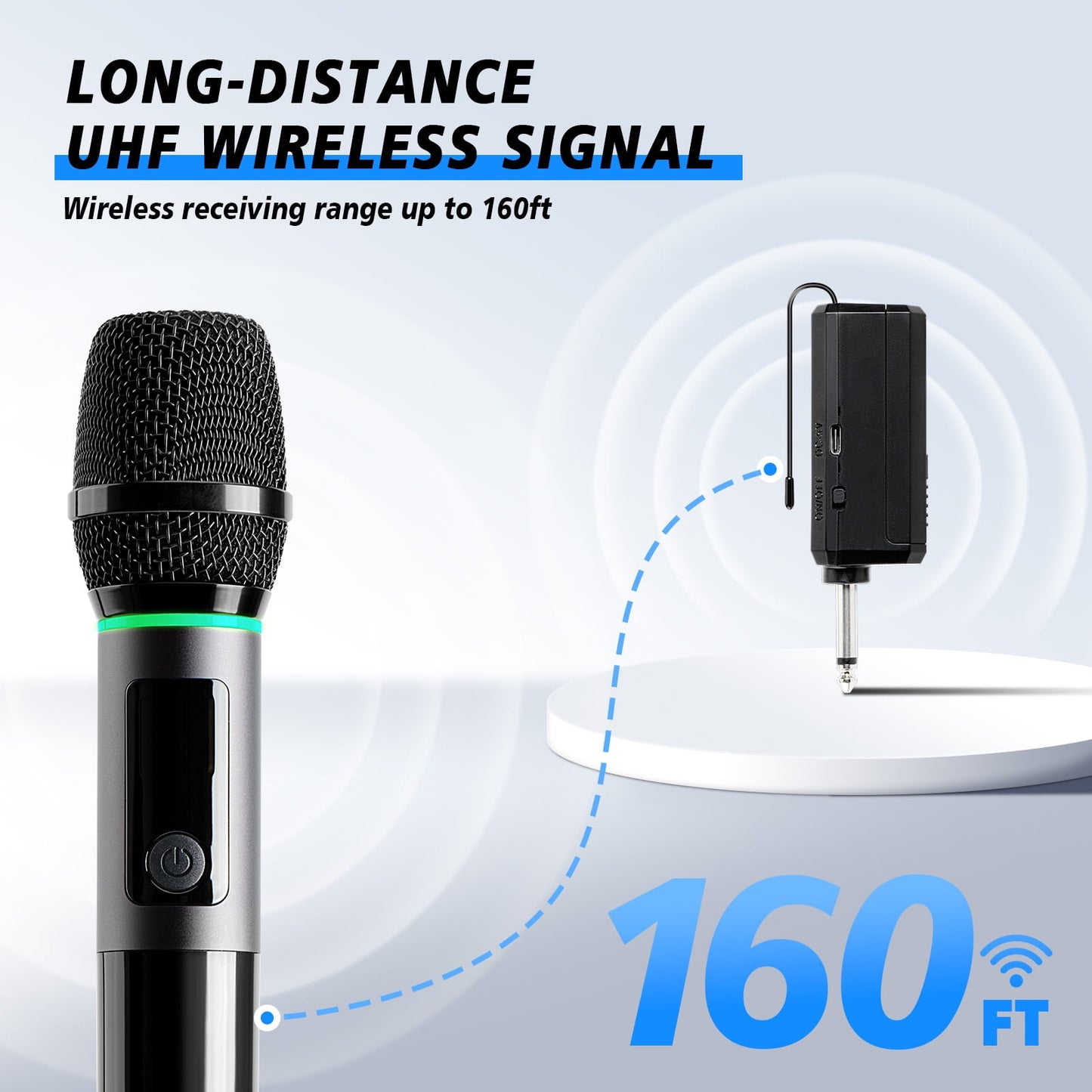 Dammyty Dual Wireless Microphone Handheld Dynamic Microphone for Karaoke Singing, Party, Wedding