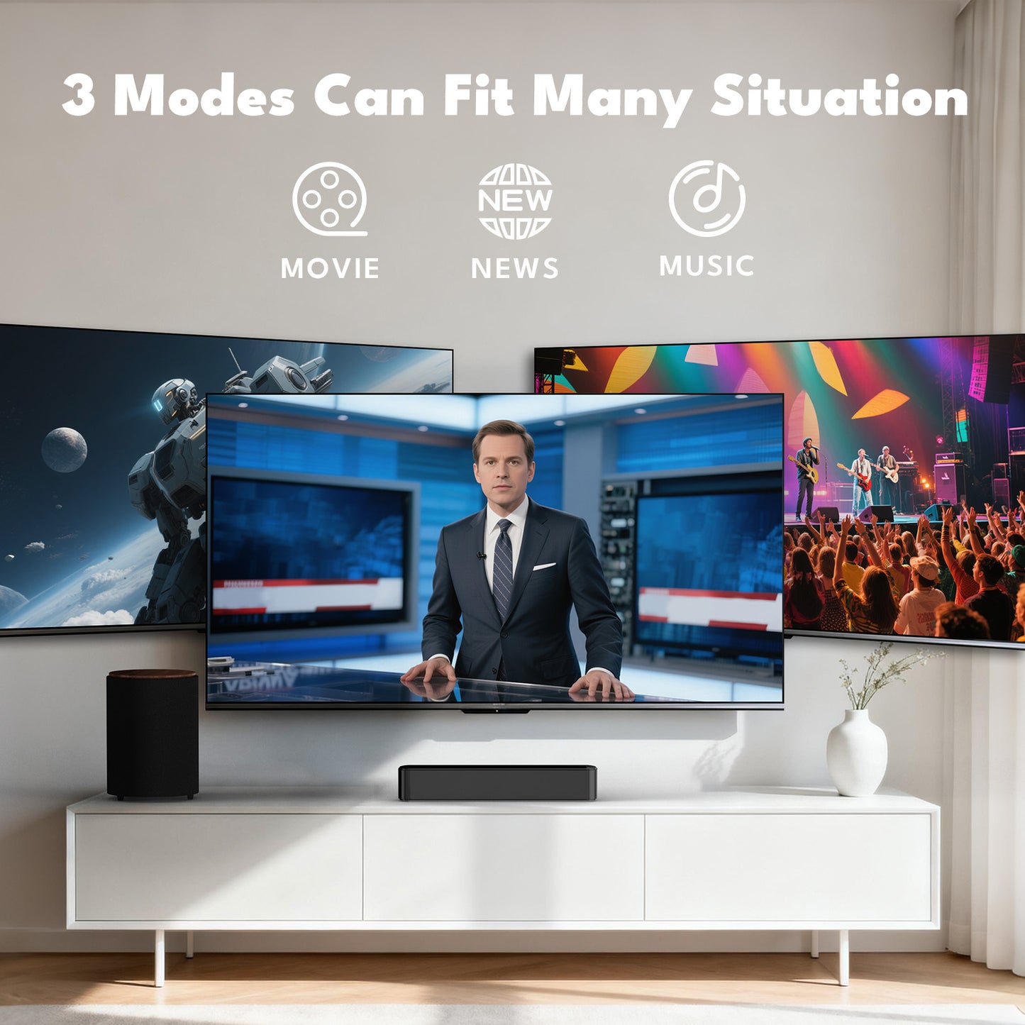Dammyty Sound Bar for TV, Bluetooth 5.4 Soundbar with Subwoofer, 3D Surround and Bass Adjustable Home Theater TV Speakers