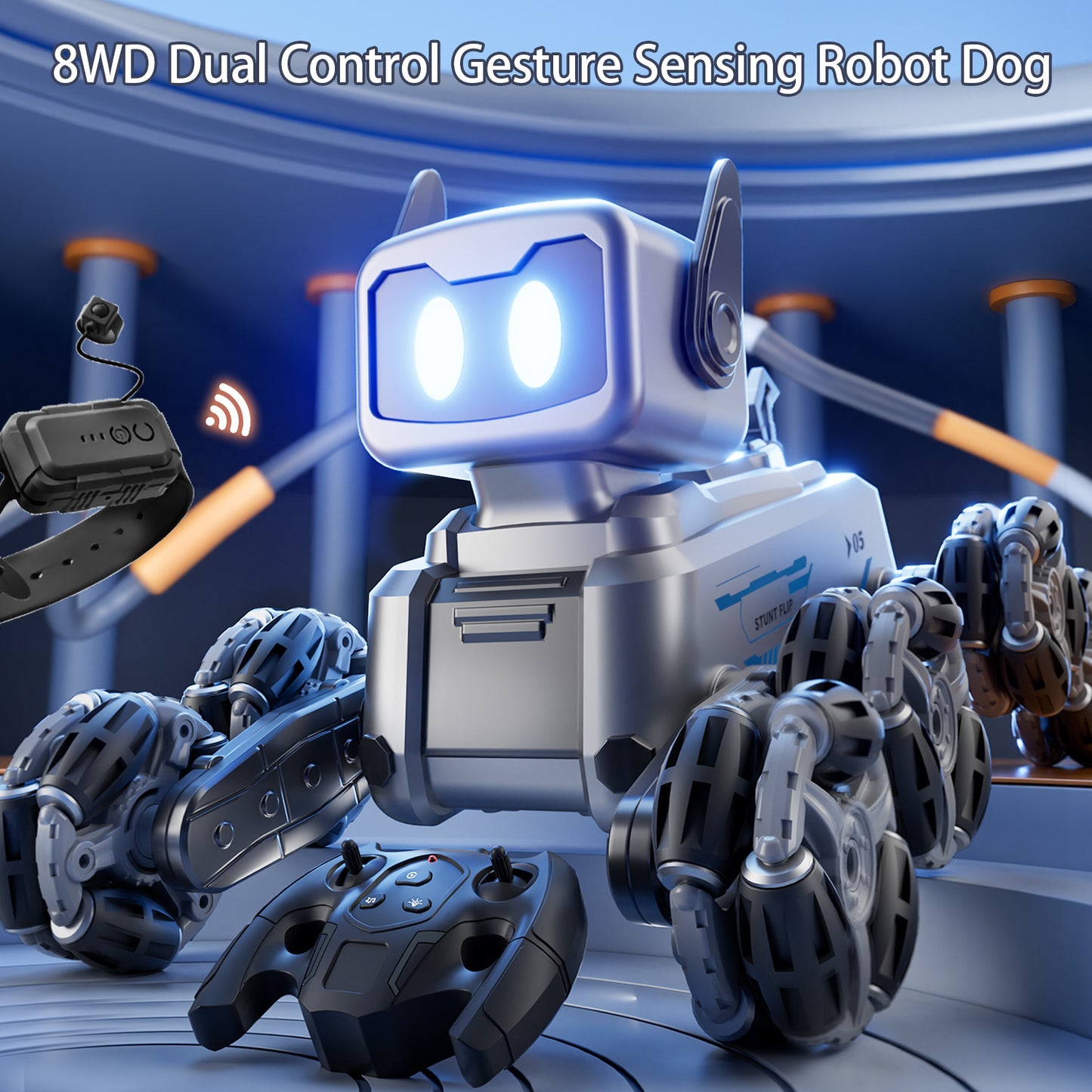 Dammyty RC Robot Dog, Intelligent Remote Control Robot Toys for Kids, Electronic Pet Dog with Music & Light