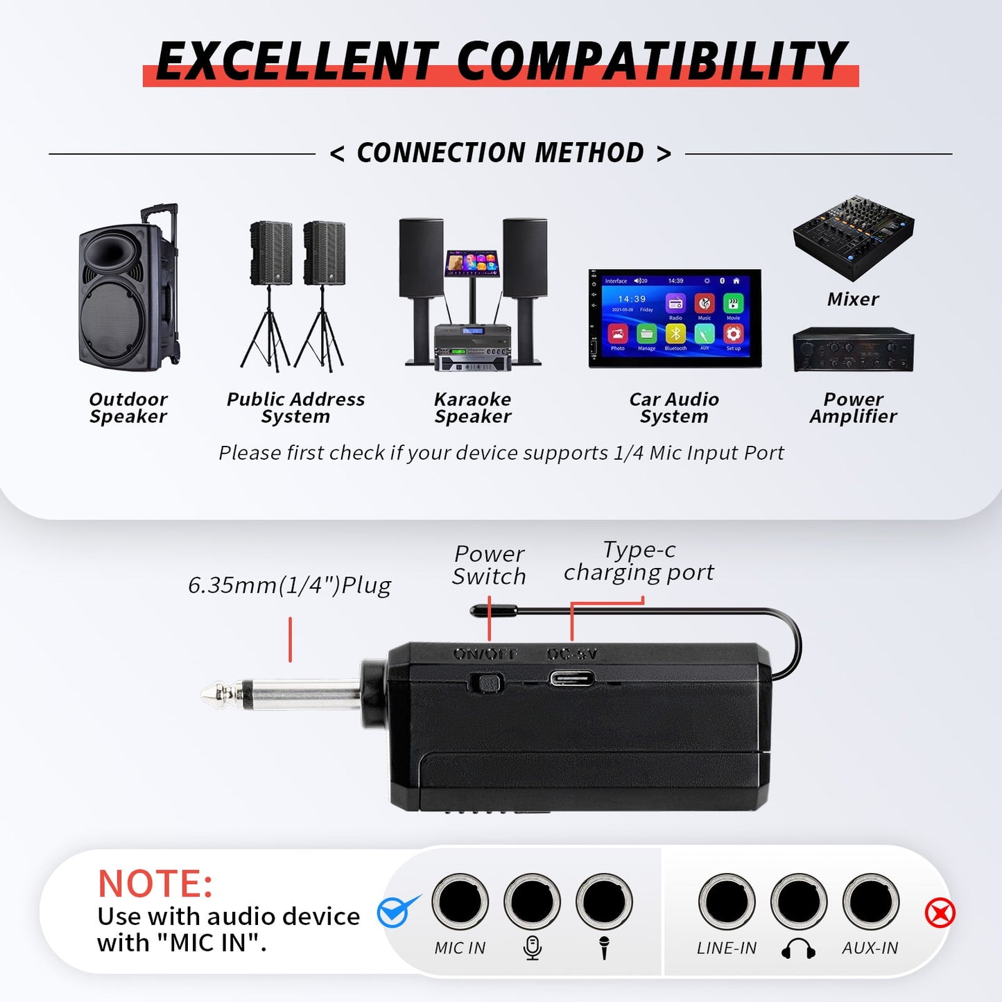 Dammyty Dual Wireless Microphone Rechargeable Handheld Dynamic Microphone for Karaoke Singing, Party, Wedding