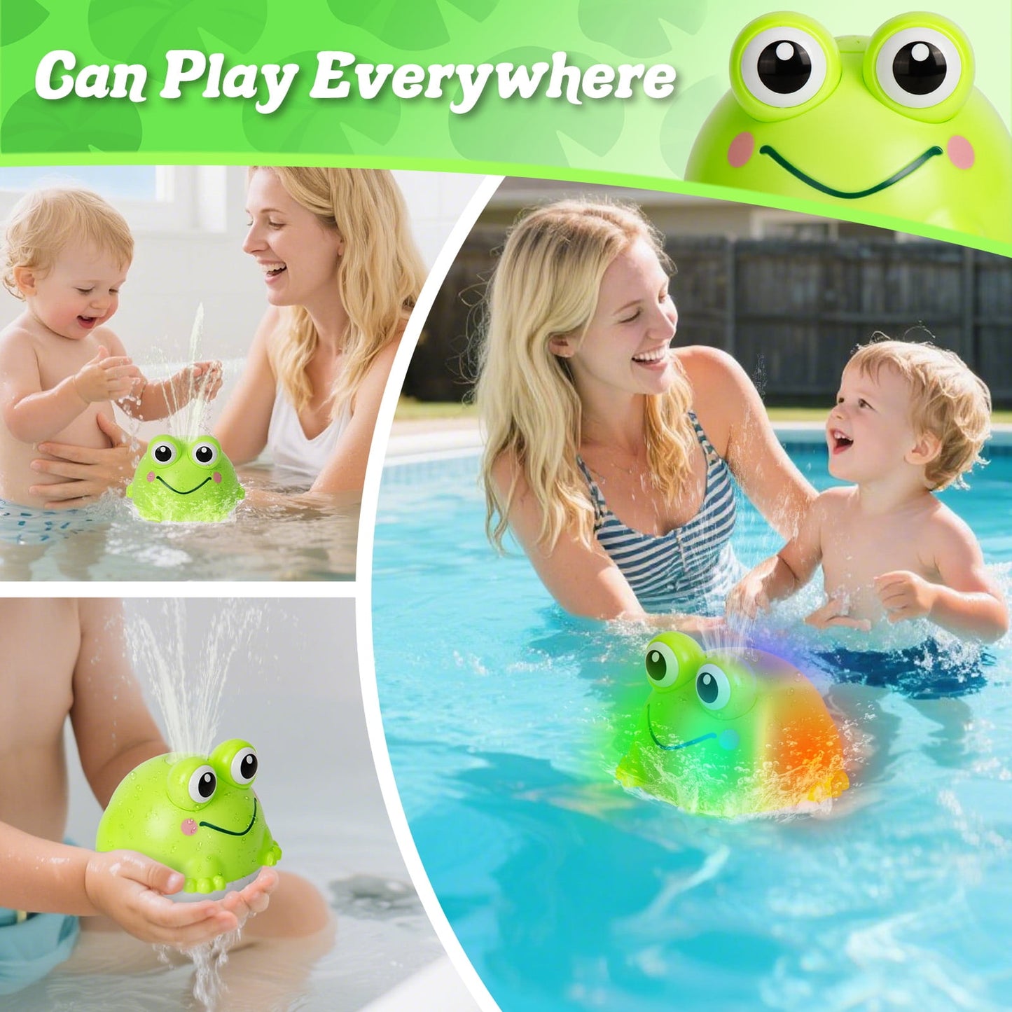 Dammyty Baby Bath Toys, Frog Light up Fountain Bath Toy, Toddler Toys Gift for Baby Toddler 6 Months and Older, Unisex