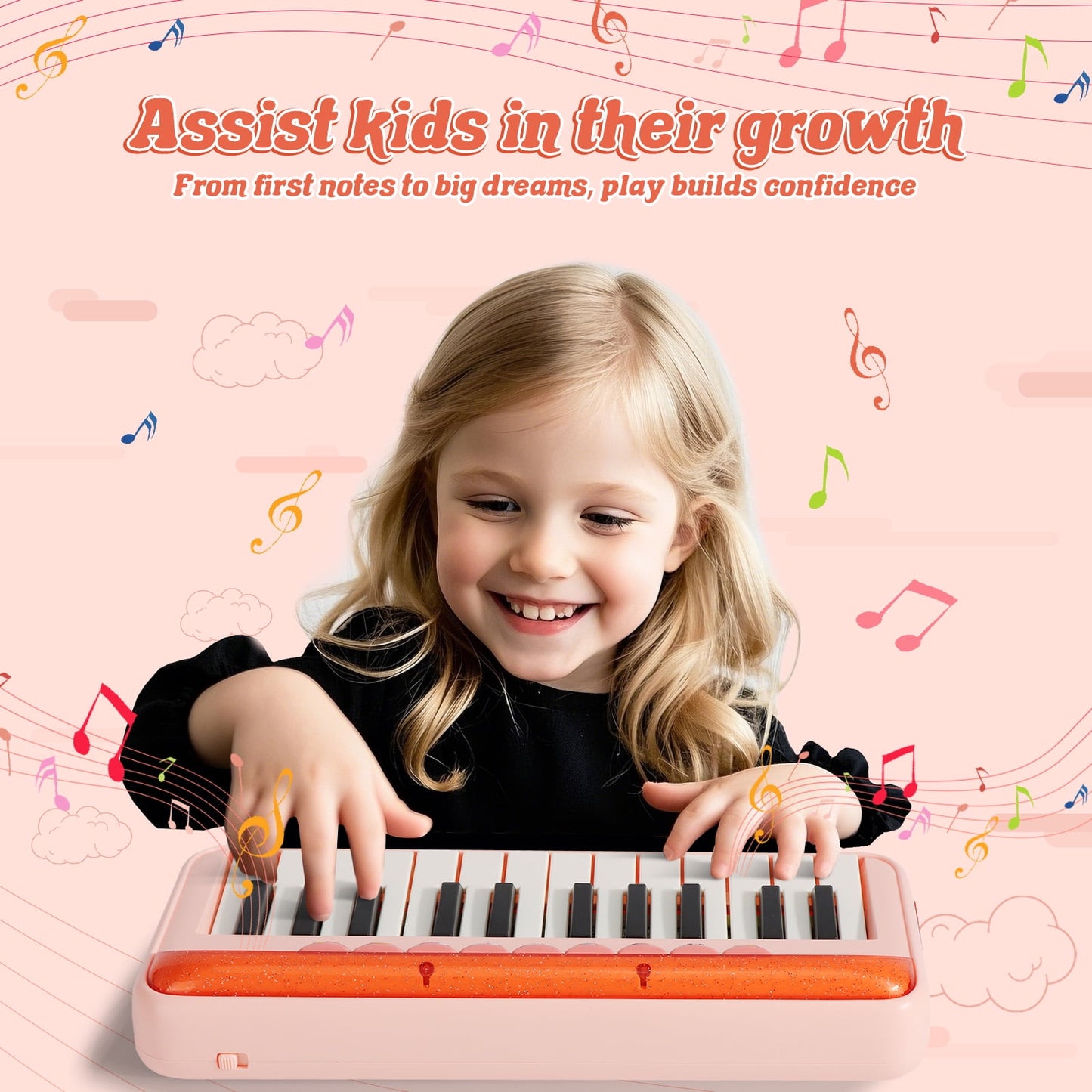 Dammyty Piano for Kids 24 Keys Piano Toys for Girl Toddlers Ideal Birthday Gifts for 1 2 3 4 Year Old Girls Toys Educational Keyboard Musical Instrument Toys