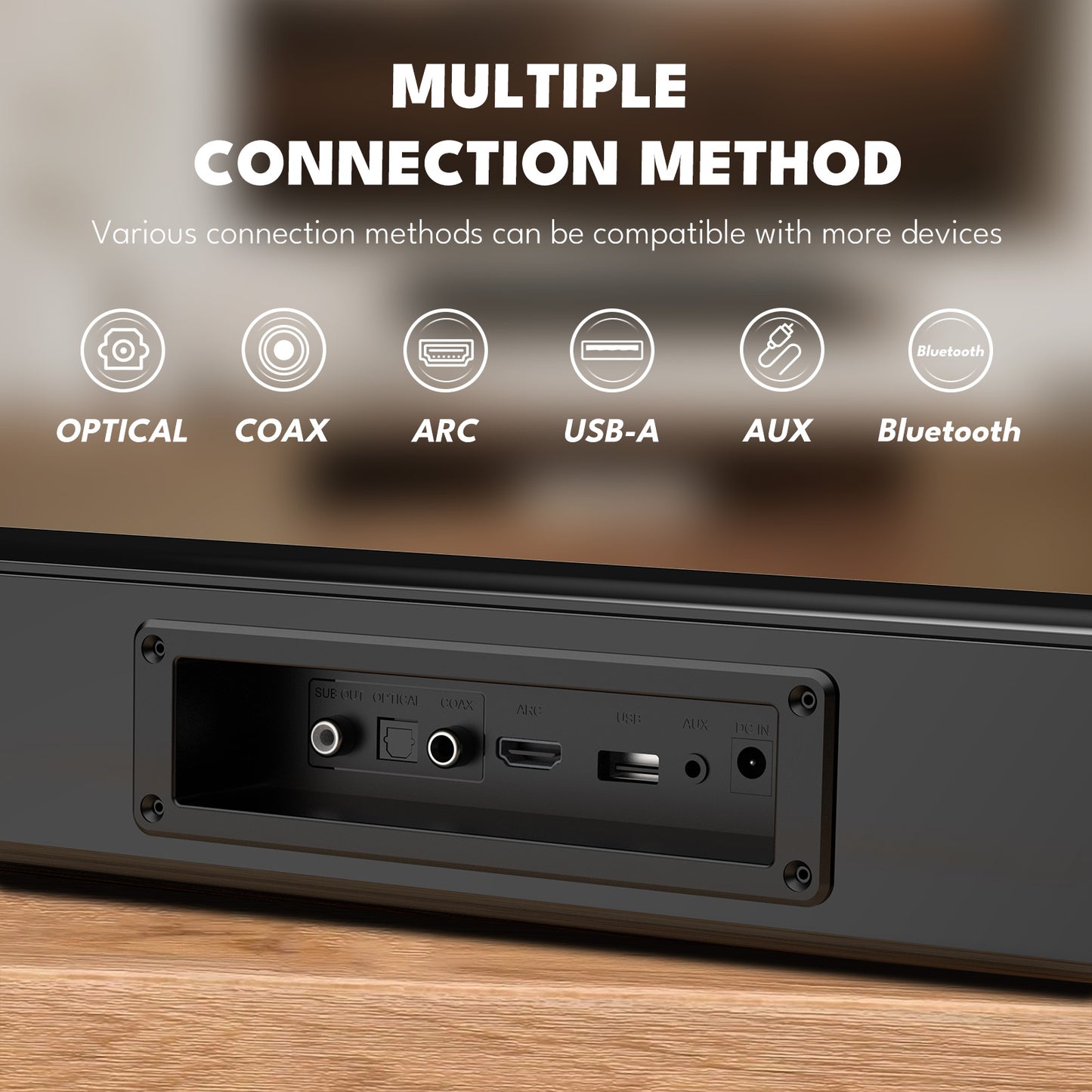 Dammyty Sound Bar for TV, Bluetooth 5.4 Soundbar with Subwoofer, 3D Surround and Bass Adjustable Home Theater TV Speakers