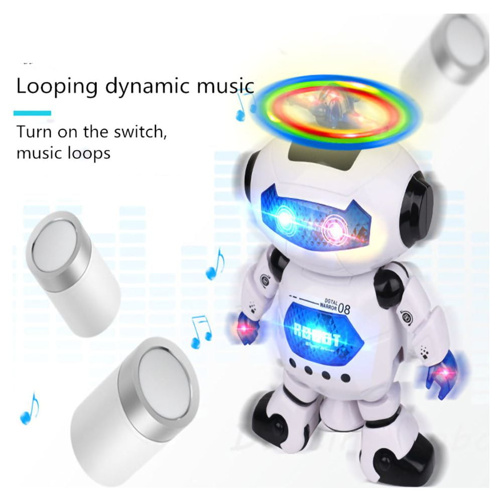 Dammyty Robot Toy for Kids, Intelligent Electronic Walking Dancing Singing Robot Toys with 360° Body Spinning and Flashing Lights, Birthday Gift for Toddlers
