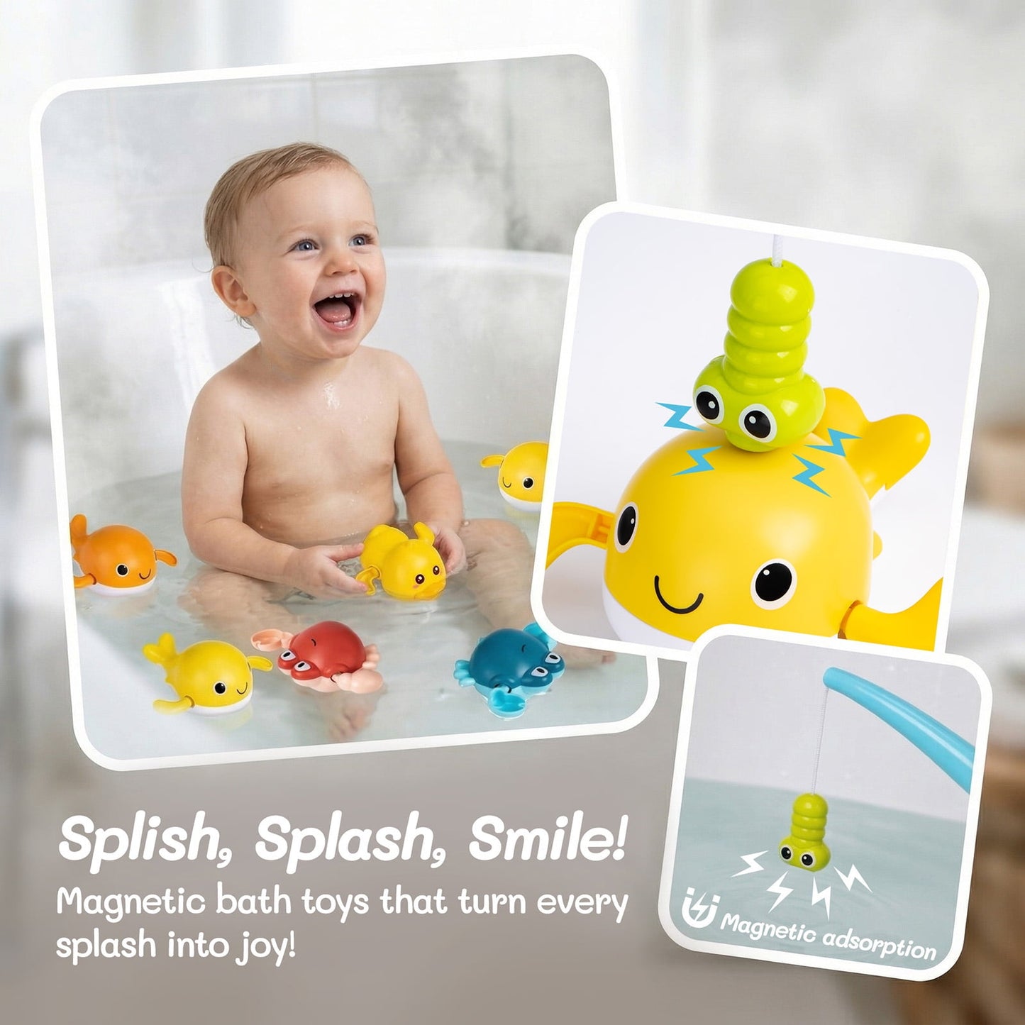 Dammyty Bath Toys for Toddlers 1-3, Floating Pool Toys for Kids, Baby Bath Toys with Magnetic Fishing Game, Fun Bathtub Water Toys Gifts