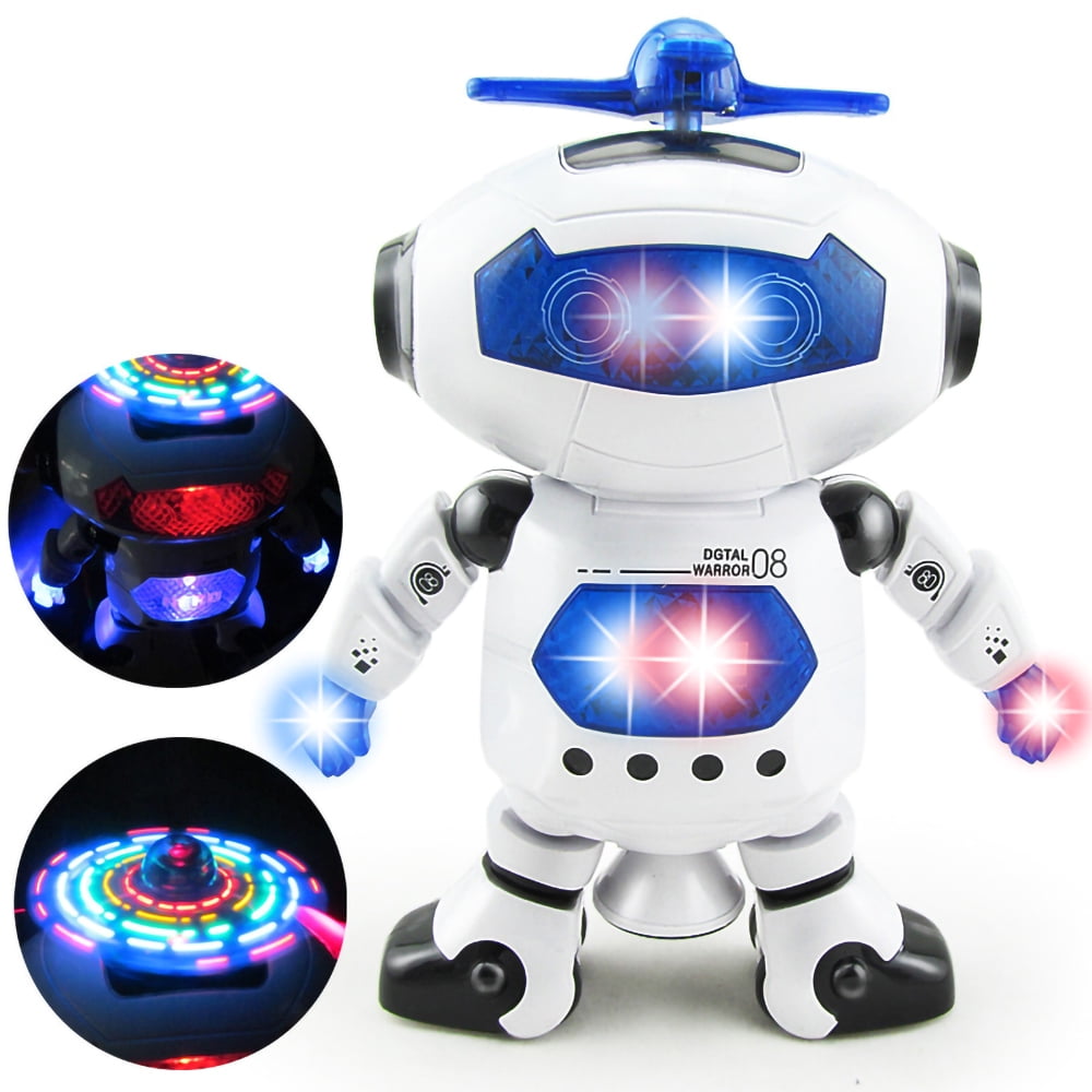 Dammyty Robot Toy for Kids, Intelligent Electronic Walking Dancing Singing Robot Toys with 360° Body Spinning and Flashing Lights, Birthday Gift for Toddlers