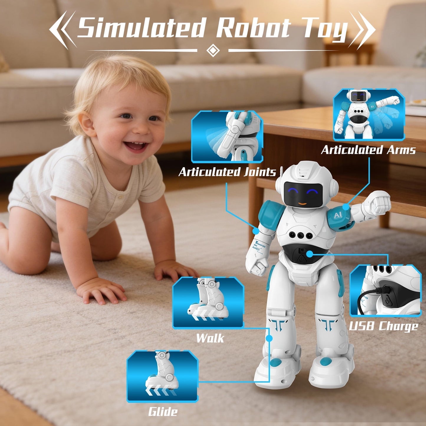 Dammyty RC Robot Toys for Kids, Smart Talking Voice Remote Control Robot Singing Dancing Programmable with Infrared Gesture, Interactive Robot Toy for Age 3-8 Year Old Boys Girls Birthday Gift