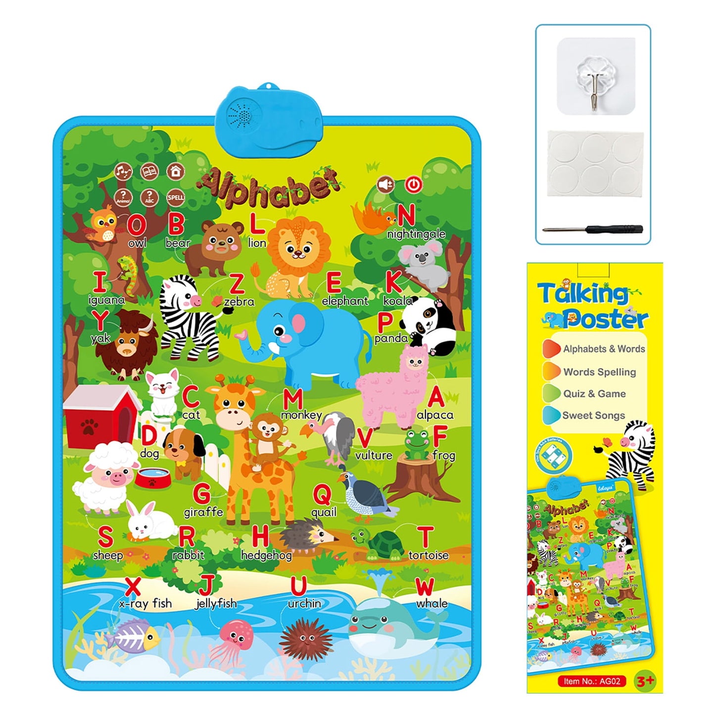 Dammyty Electronic Alphabet Wall Chart, Talking ABCs Music Poster, Learning Toys for Toddlers 1-3, Interactive Educational Toddler Toys