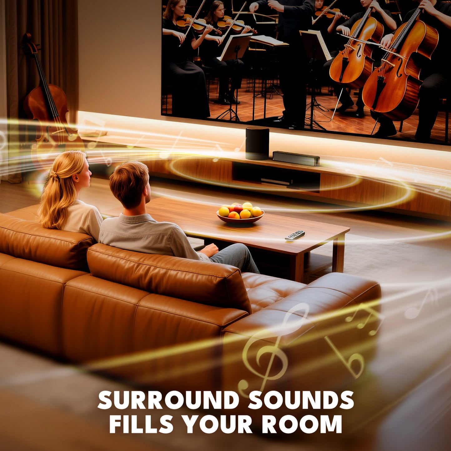 Dammyty Sound Bar for TV, Bluetooth 5.4 Soundbar with Subwoofer, 3D Surround and Bass Adjustable Home Theater TV Speakers