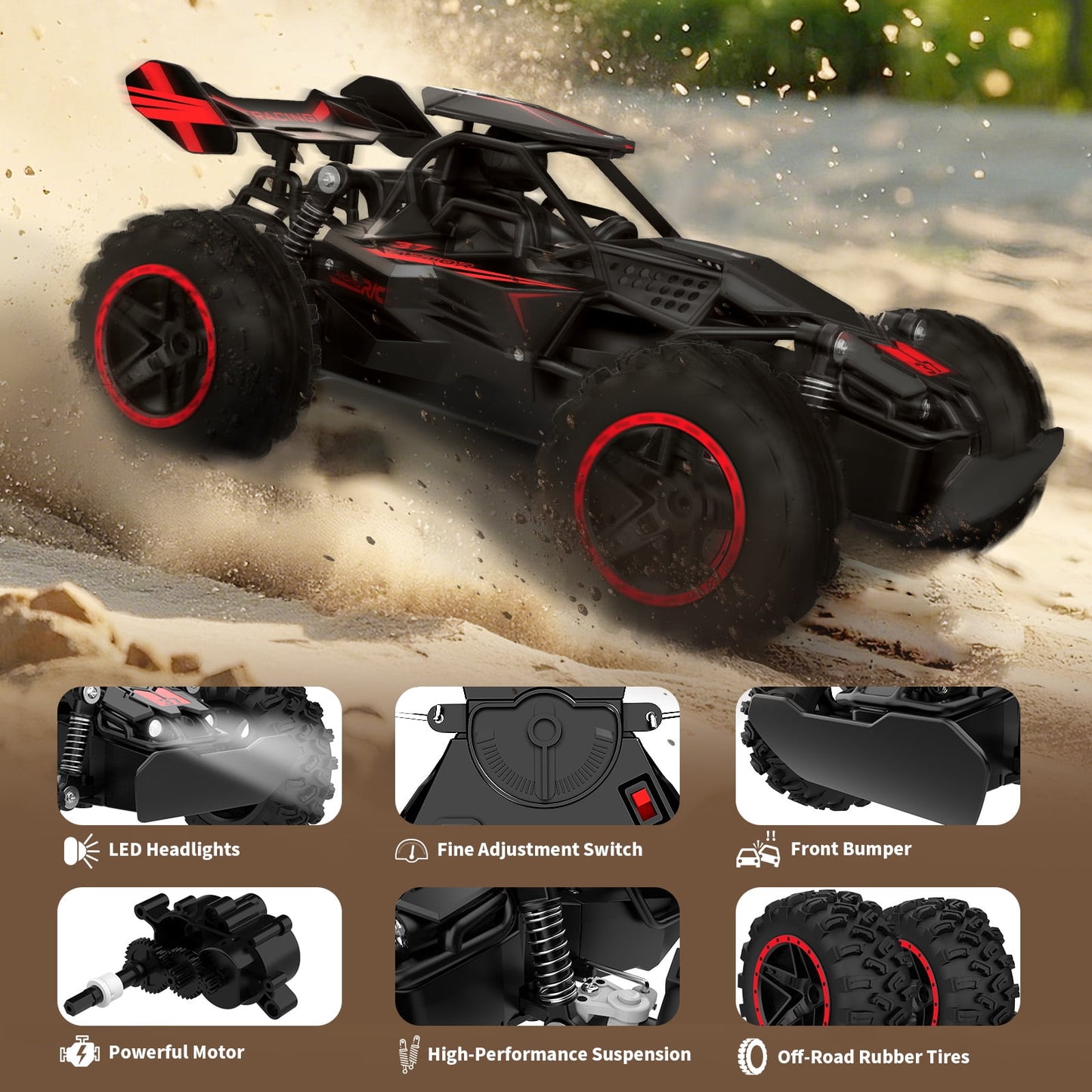 Dammyty Remote Control Car, 1:18 High Speed RC Cars for Kids, Racing Toys for Boys & Girls