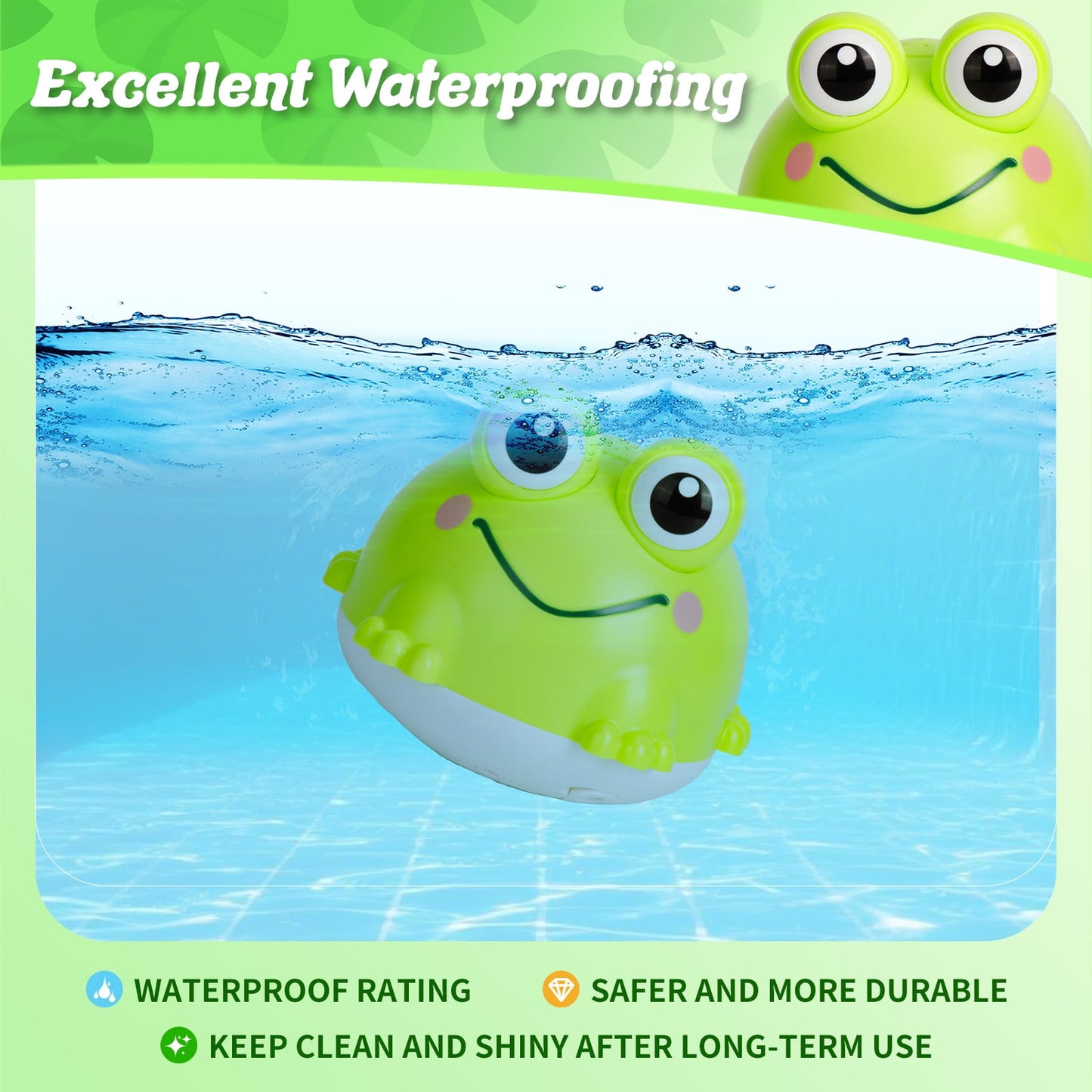 Dammyty Baby Bath Toys, Frog Light up Fountain Bath Toy, Toddler Toys Gift for Baby Toddler 6 Months and Older, Unisex