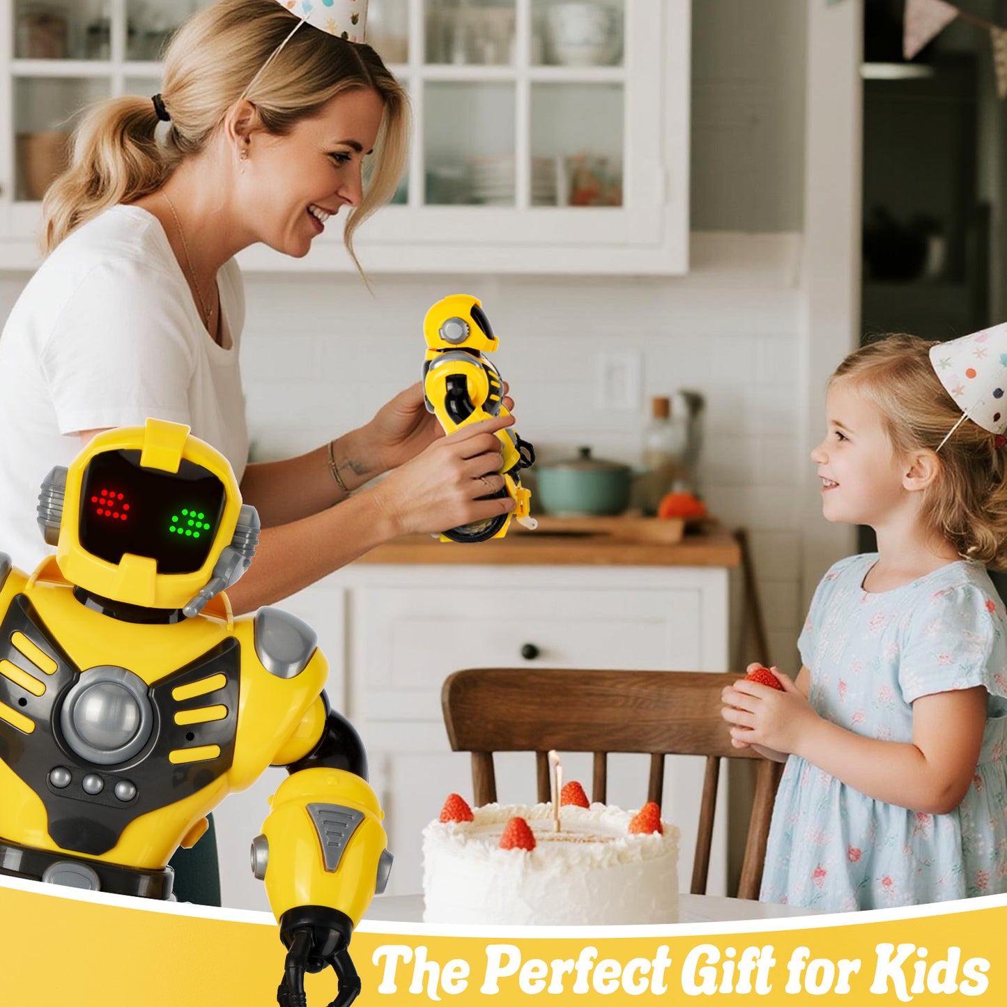 Dammyty Robot Toy for Kids, Intelligent Electronic Walking Dancing Singing Robot Toys with 360° Spinning and Lights for Boys Girls