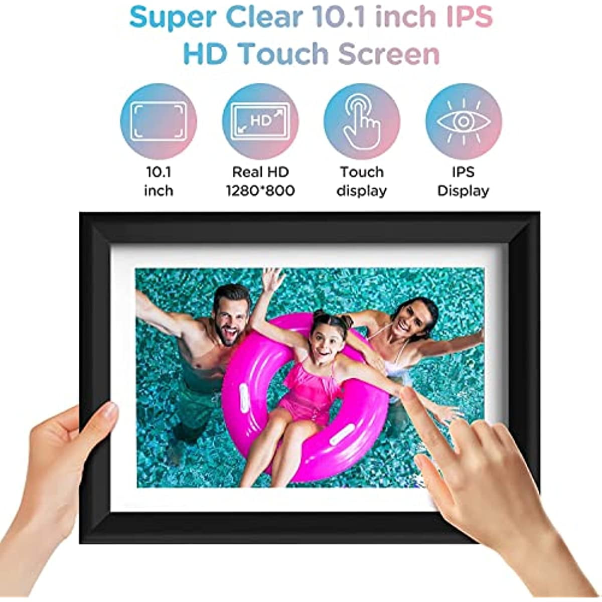 Dammyty 10.1" WiFi Digital Picture Frame, 1280*800 HD IPS Touch Screen Electronic Photo Frame,Video and Slide Show , Auto-Rotate, Share Photos/Videos Instantly via free App from Anywhere