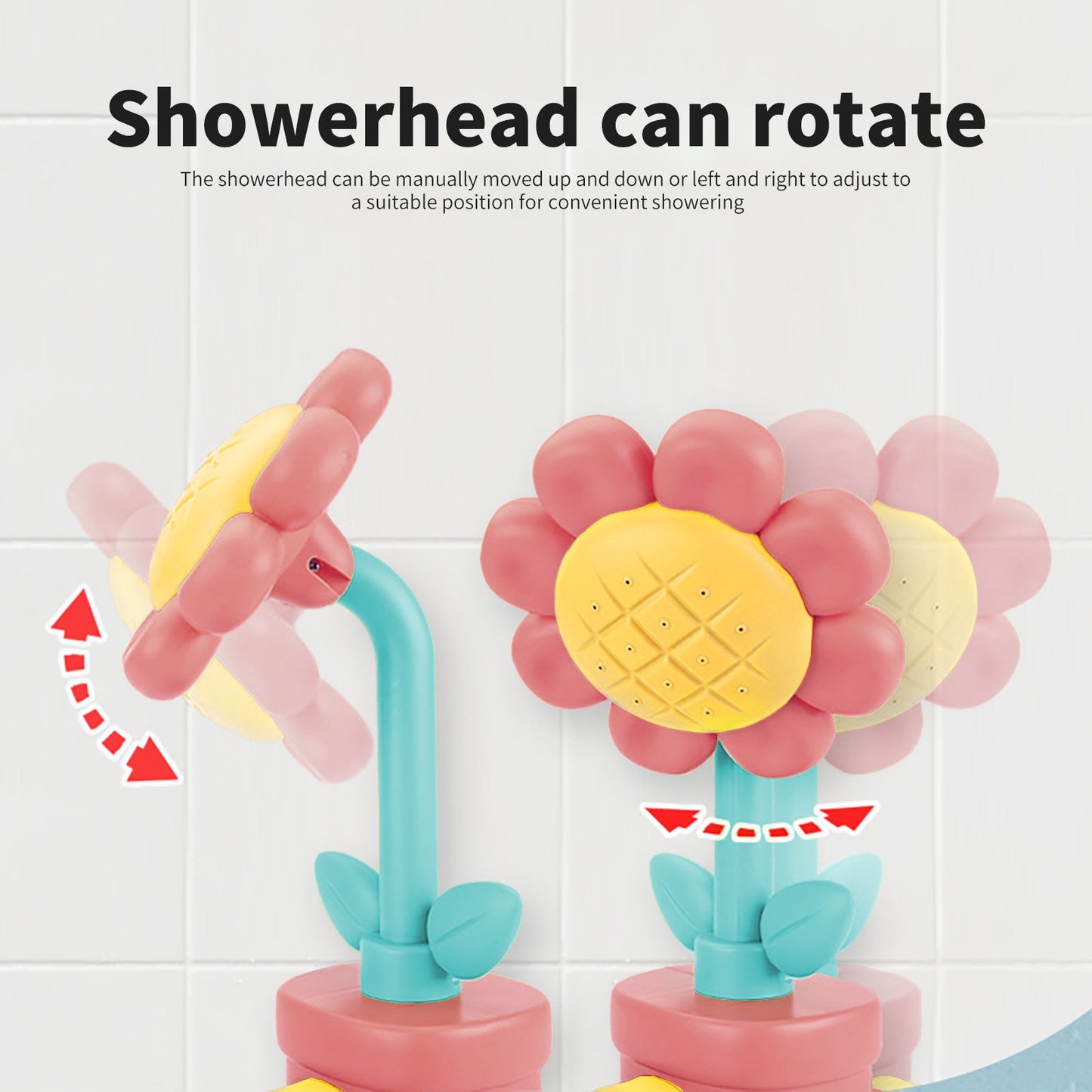 Dammyty Baby Bath Toys, Sunflower Shower Head Bathtub Toys, Water Sprinkler Bath Toys for Toddler 1-3, Infant Bathtime Fun Birthday Gift