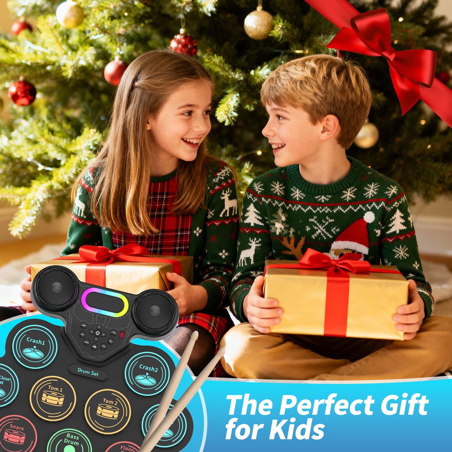 Dammyty Electronic Drum Set for Kids Adults, 9 Pads Portable Electric Drums with Headphone Jack & Speaker