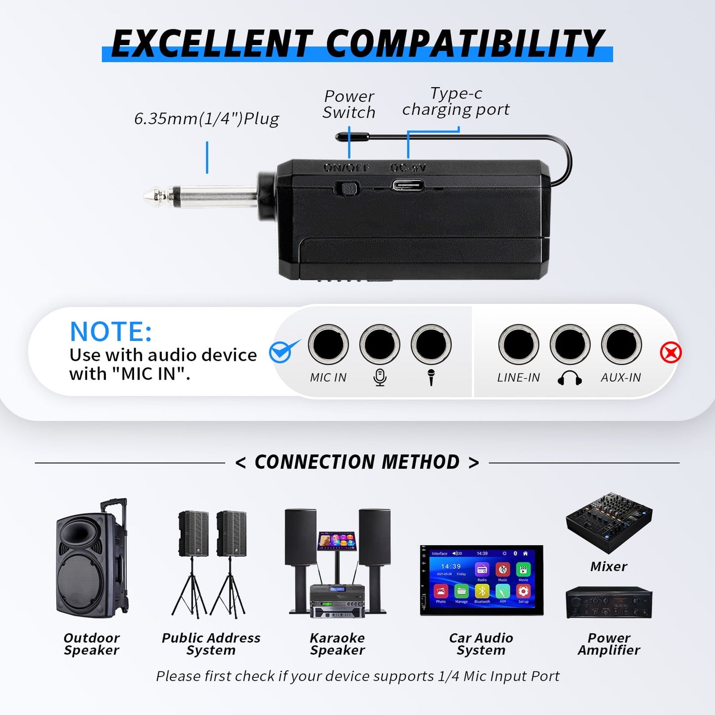 Dammyty Dual Wireless Microphone Handheld Dynamic Microphone for Karaoke Singing, Party, Wedding