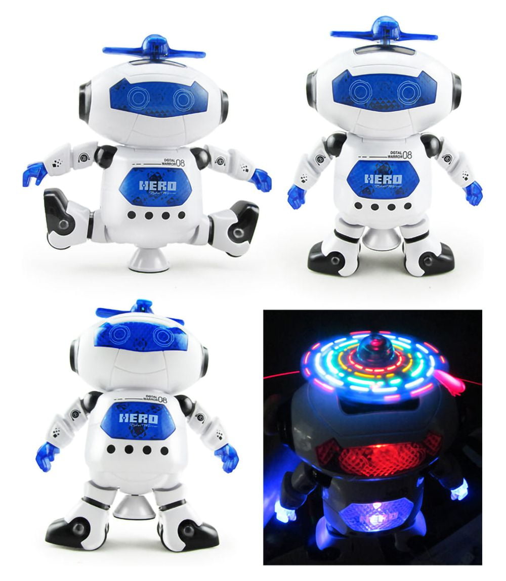 Dammyty Robot Toy for Kids, Intelligent Electronic Walking Dancing Singing Robot Toys with 360° Body Spinning and Flashing Lights, Birthday Gift for Toddlers