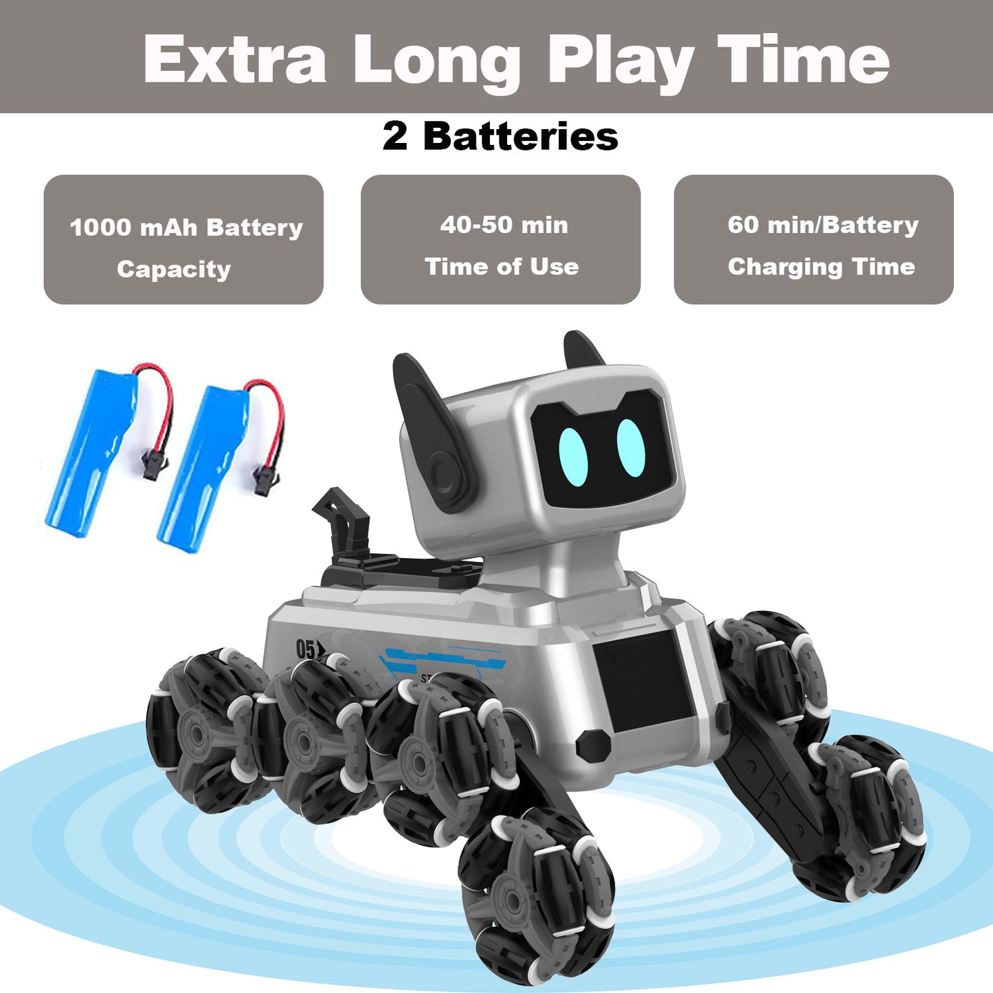Dammyty RC Robot Dog, Intelligent Remote Control Robot Toys for Kids, Electronic Pet Dog with Music & Light