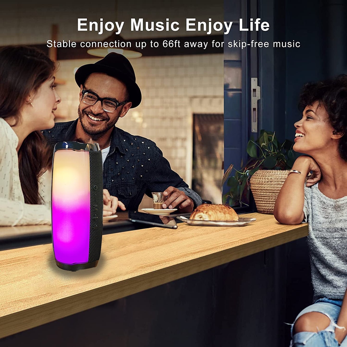 Dammyty Portable Bluetooth Speaker, IP67 Waterproof Wireless Speaker with Loud Stereo Sound, Deep Bass, Bluetooth 5.3, TWS Pairing，Colorful LED Lights , 8H Playtime for Home, Outdoor, Party