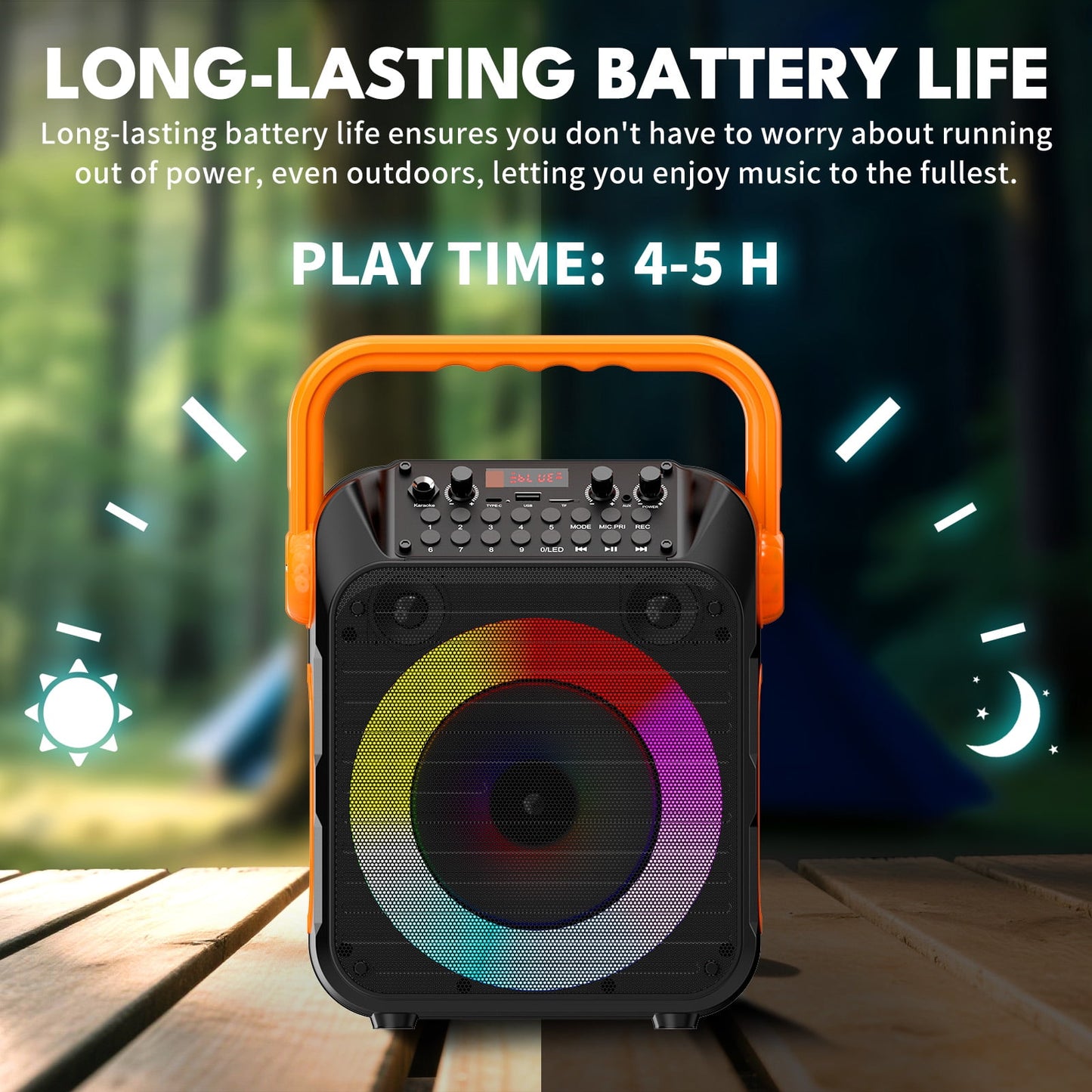 Dammyty Karaoke Machine for Adults & Kids, Karaoke Speaker with 2 Microphones, Portable Bluetooth Speaker with Party Light, Support for TF Card, USB, AUX, FM,TWS