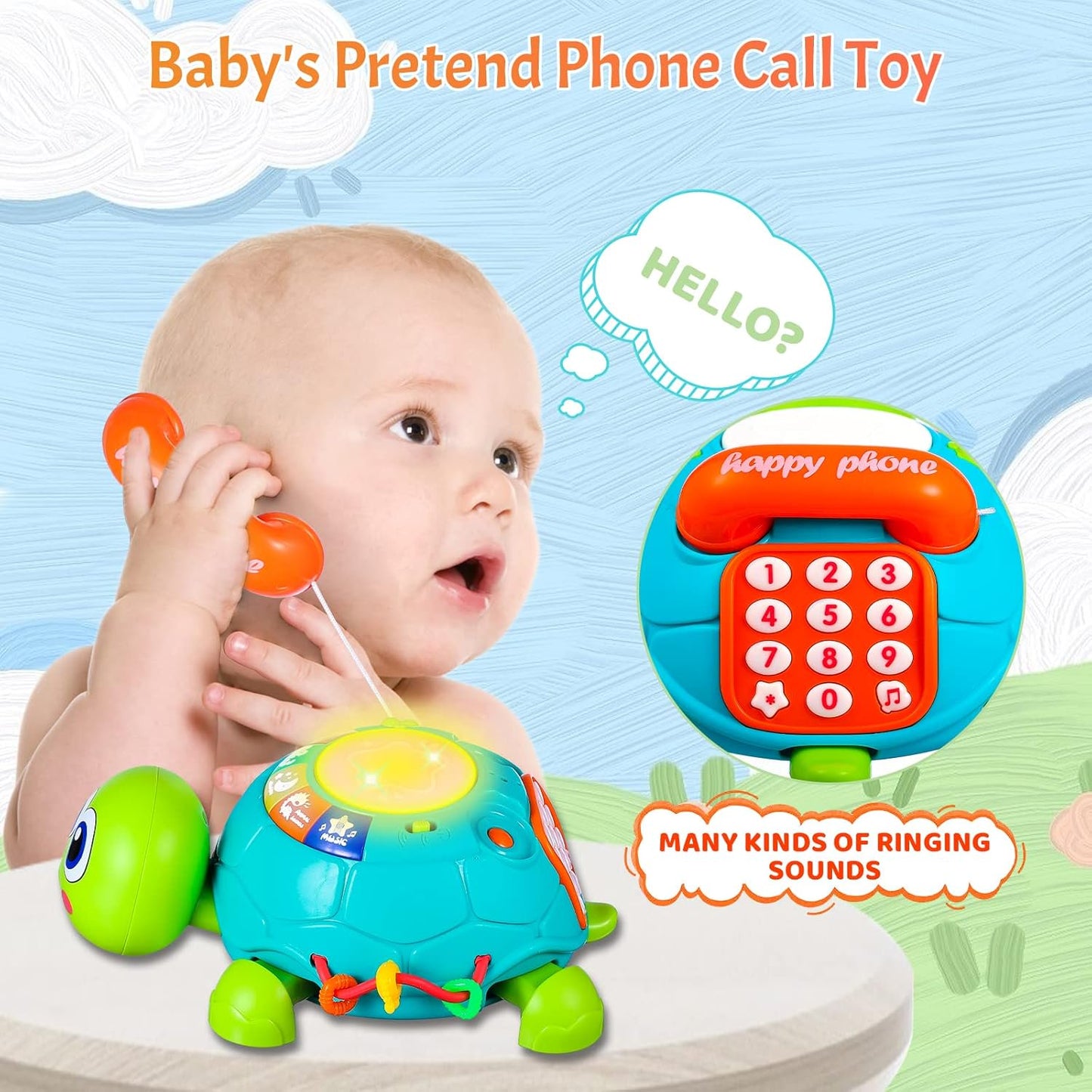 Dammyty Musical Turtle Baby Toys 6-12 Months, Educational Crawling Toys for Toddlers 1-2, Learning Infant Toys with Light & Sound, Christmas Birthday Gifts for 1 2 Year Old Boys Girls
