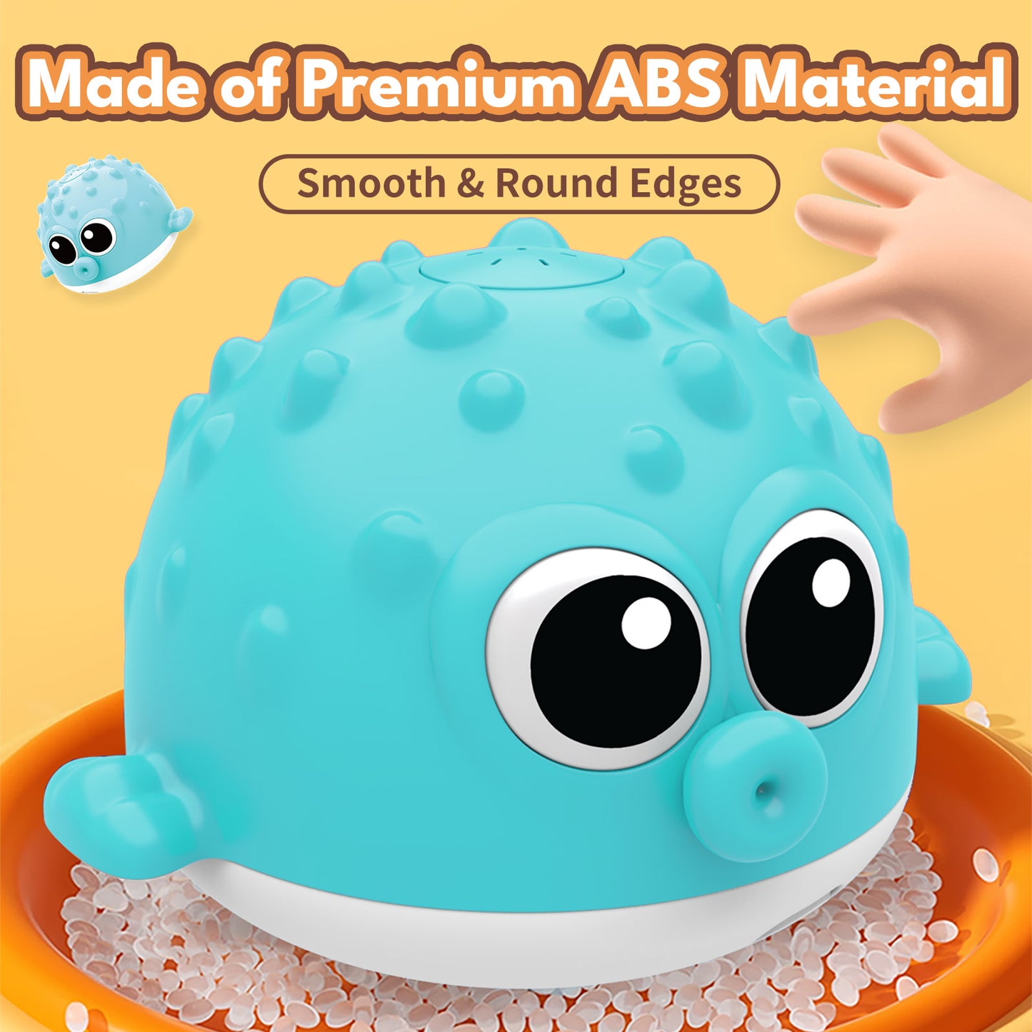 Dammyty Baby Bath Toys, Toddler Pool Toy, Pufferfish Light up Fountain Bath Toy, Christmas Birthday Gift for Baby Toddler 6 Months and Older