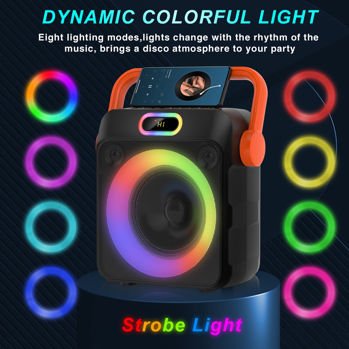 Dammyty Karaoke Machine with 2 Wireless Microphones,Portable Karaoke Machine for Adults & Kids,Karaoke Microphone with PA System,Karaoke Speaker Supports for TWS,USB,FM,REC,AUX in,TF Card