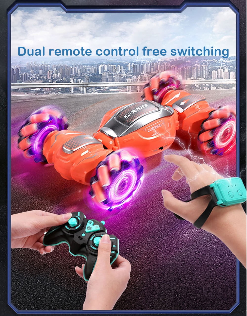 Dammyty RC Car for Kids, 2.4GHz 4WD Remote Control Stunt Gesture Car , Double Sided 360°Spins and Flips Gesture Sensor Toy Cars
