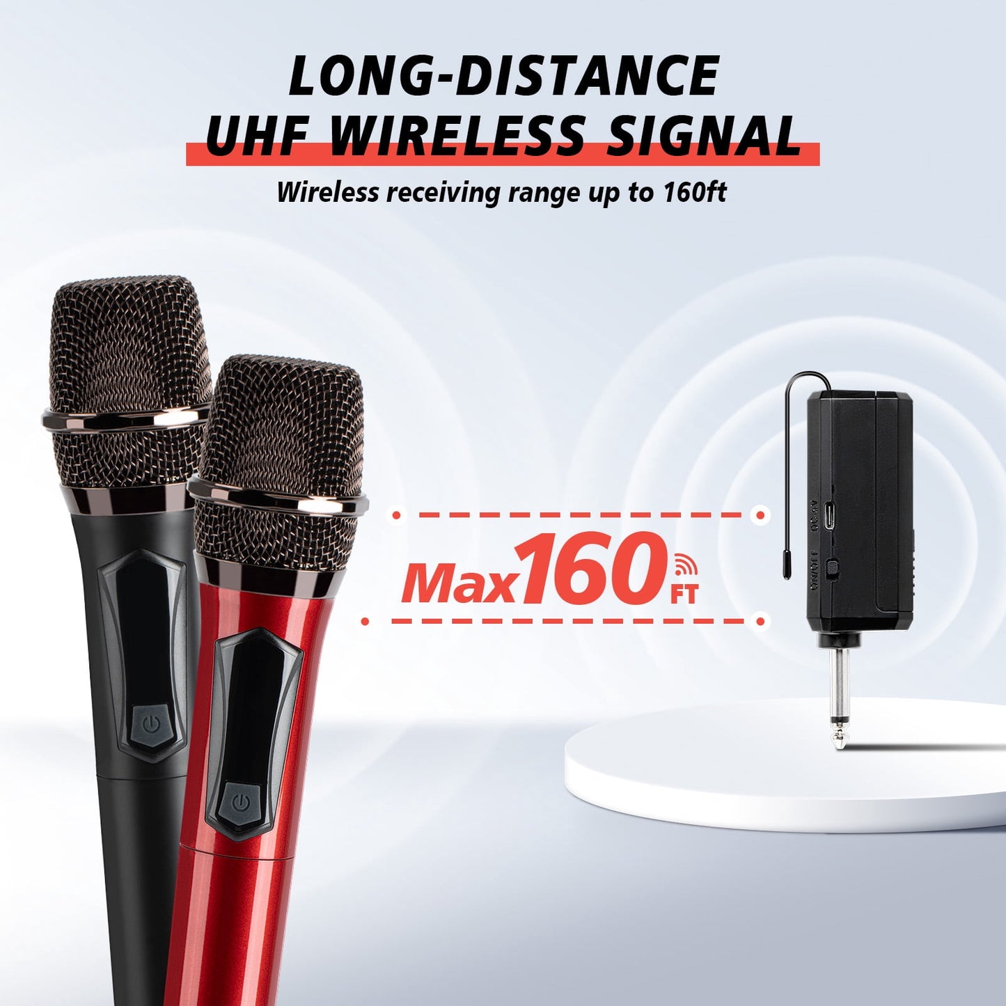 Dammyty Dual Wireless Microphone Rechargeable Handheld Dynamic Microphone for Karaoke Singing, Party, Wedding
