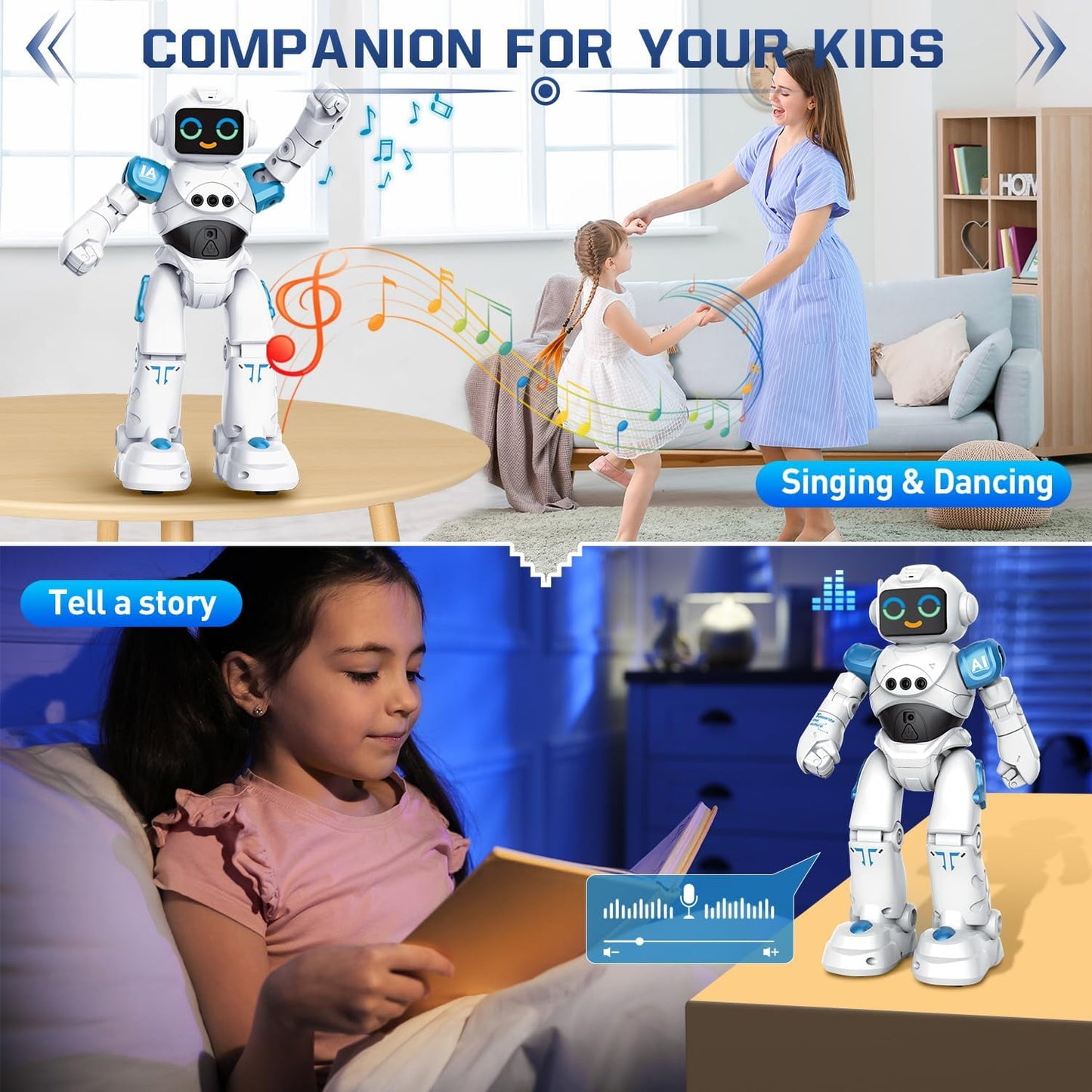 Dammyty RC Robot Toys for Kids, Smart Talking Voice Remote Control Robot Singing Dancing Programmable with Infrared Gesture, Interactive Robot Toy for Age 3-8 Year Old Boys Girls Birthday Gift