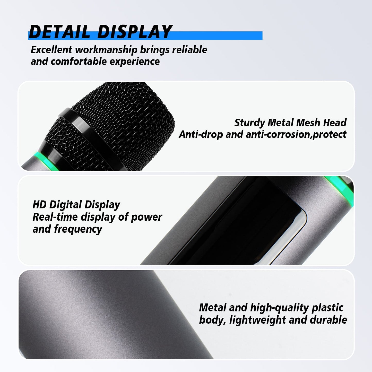 Dammyty Dual Wireless Microphone Handheld Dynamic Microphone for Karaoke Singing, Party, Wedding