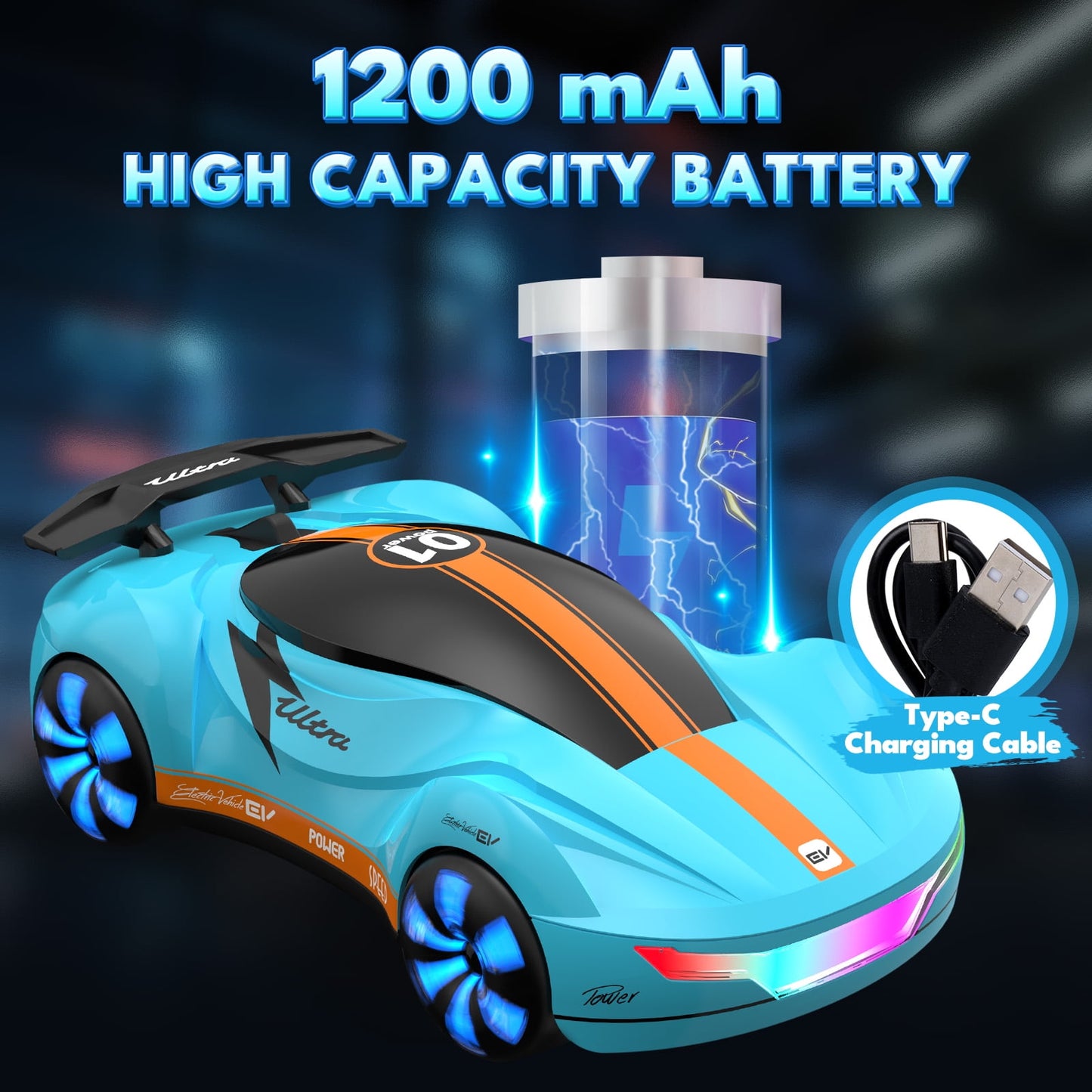 Dammyty Remote Control Car, 2.4Ghz Rechargeable RC Stunt Car for Kids, Racing Car Toys for Boys and Girls