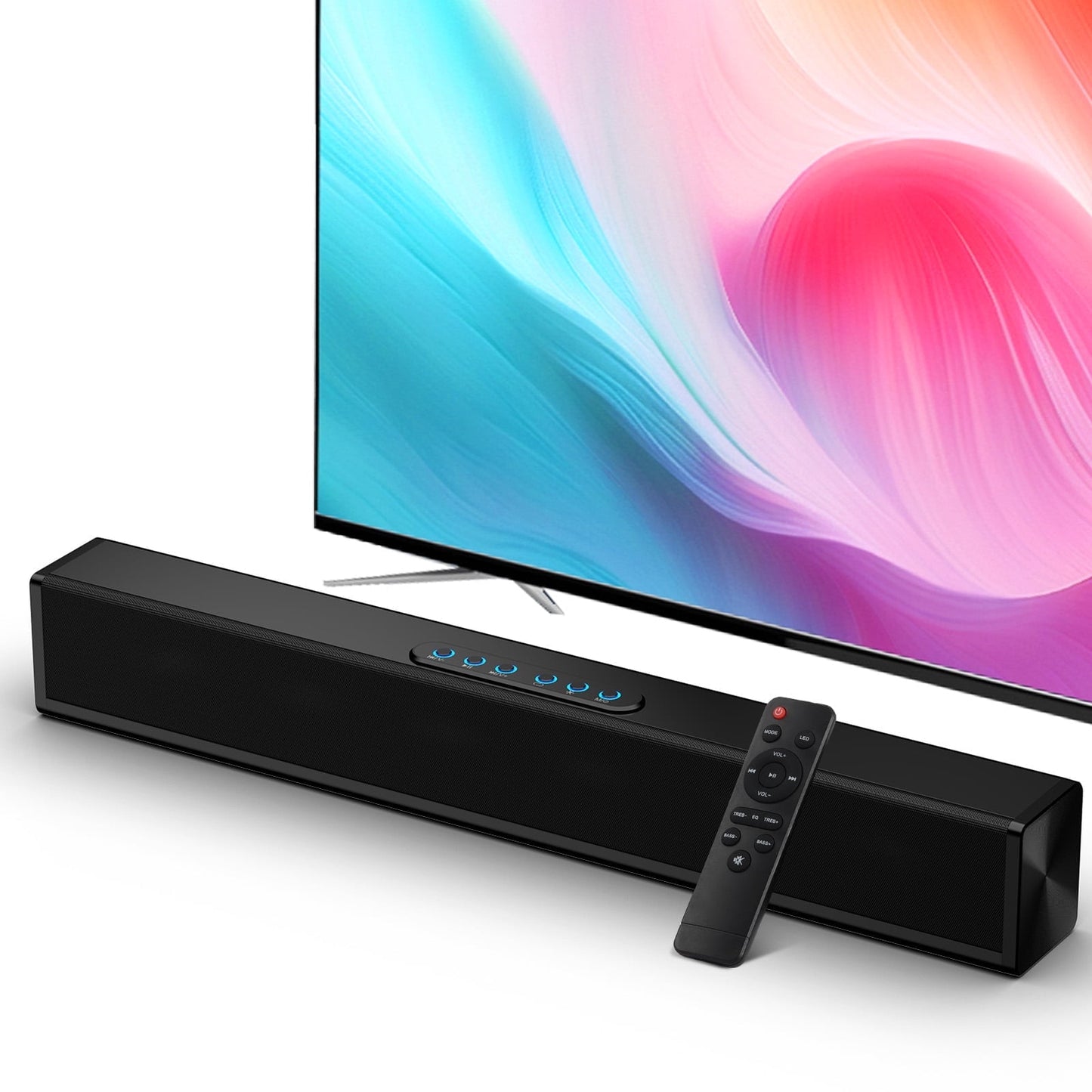 Dammyty Sound Bar for TV, 3D Surround Sound System TV Sound Bar, 60W Soundbar with Built-in Subwoofer, 2.1 ch Home Theater TV Speakers, HDMI-ARC, Bluetooth, COX, AUX