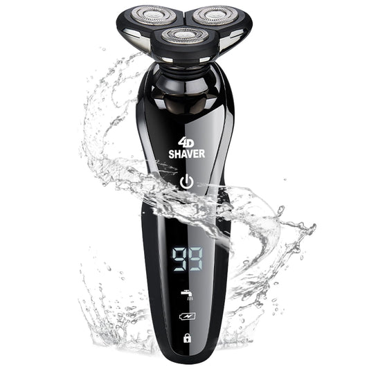 Dammyty 4D Electric Shavers for Men, Electric Razor Dry Wet Waterproof Rotary Shaver Portable Face Shaver USB Rechargeable Cordless Travel Nose Trimmer LED Display & Charging Stand for Dad Husband