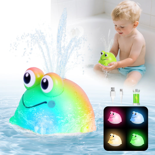 Dammyty Baby Bath Toys, Frog Light up Fountain Bath Toy, Toddler Toys Gift for Baby Toddler 6 Months and Older, Unisex