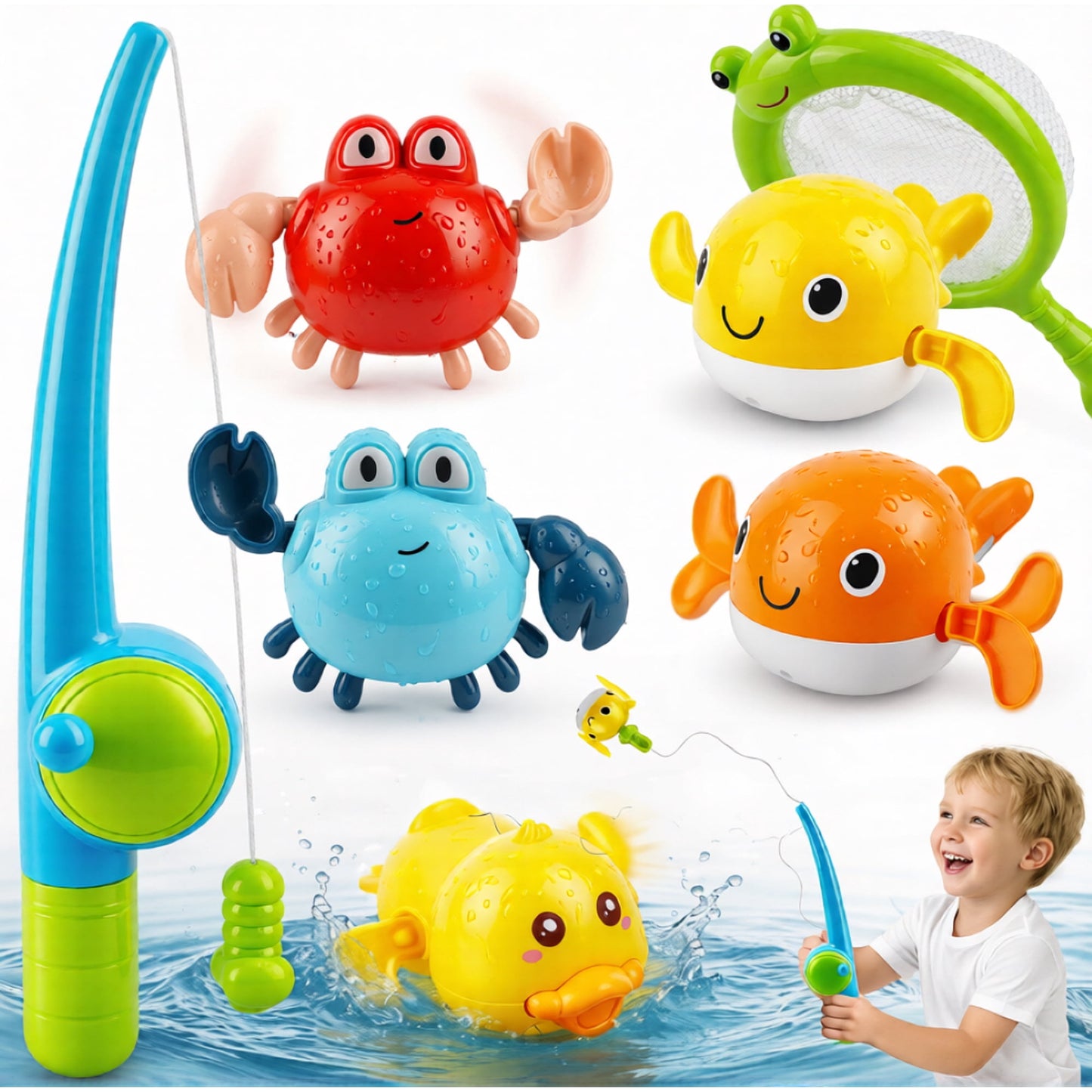 Dammyty Bath Toys for Toddlers 1-3, Floating Pool Toys for Kids, Baby Bath Toys with Magnetic Fishing Game, Fun Bathtub Water Toys Gifts