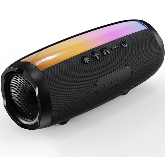 Dammyty Portable Bluetooth Speaker, IP67 Waterproof Wireless Speaker with Loud Stereo Sound, Deep Bass, Bluetooth 5.3, TWS Pairing，Colorful LED Lights , 8H Playtime for Home, Outdoor, Party