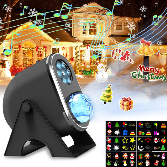 Dammyty Christmas Light Projector with Bluetooth Speaker, LED Projector Lights 12 Switchable Patterns for Children Birthday Party Holiday Wedding Home Decor