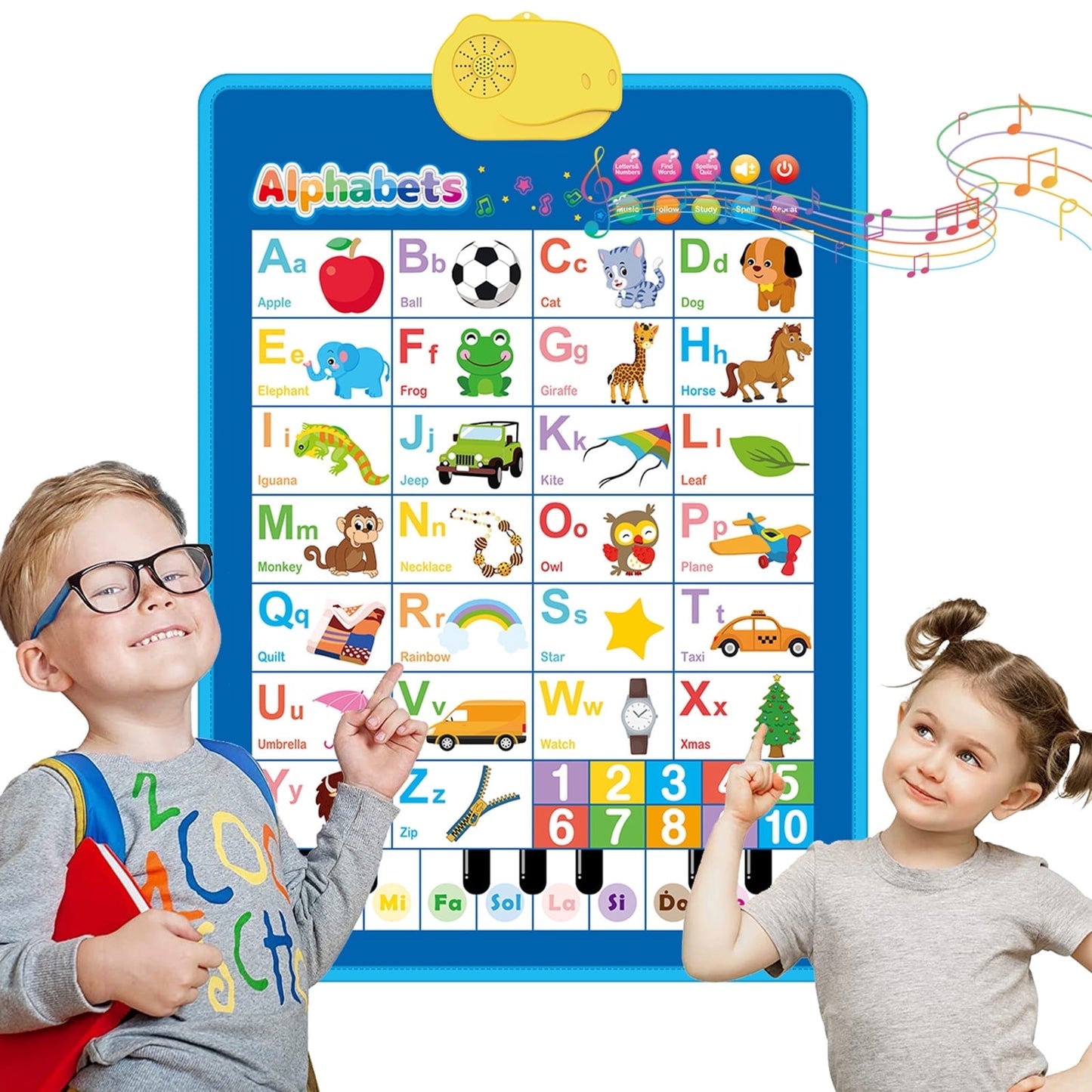 Dammyty Electronic Alphabet Poster Learning Toddler Toys, Interactive Alphabet Wall Chart Educational Toys, ABC Chart for Toddler, Learning Toys for Kids Ages 2-6, Blue