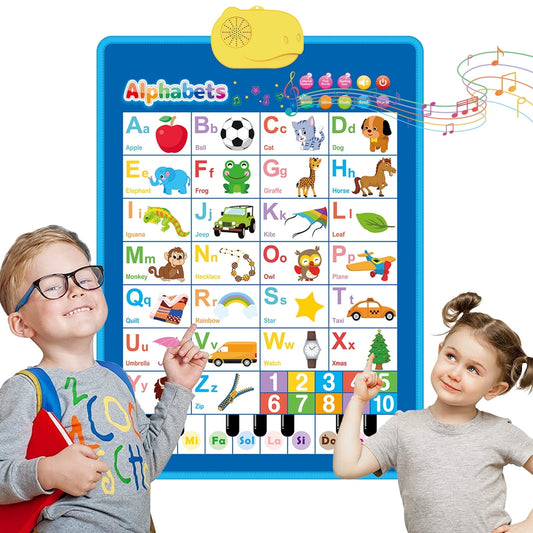 Dammyty Electronic Alphabet Poster Learning Toddler Toys, Interactive Alphabet Wall Chart Educational Toys, ABC Chart for Toddler, Learning Toys for Kids Ages 2-6, Blue