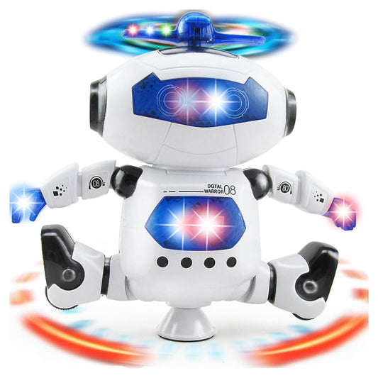 Dammyty Robot Toy for Kids, Intelligent Electronic Walking Dancing Singing Robot Toys with 360° Body Spinning and Flashing Lights, Birthday Gift for Toddlers