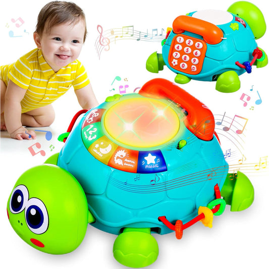 Dammyty Musical Turtle Baby Toys 6-12 Months, Educational Crawling Toys for Toddlers 1-2, Learning Infant Toys with Light & Sound, Christmas Birthday Gifts for 1 2 Year Old Boys Girls